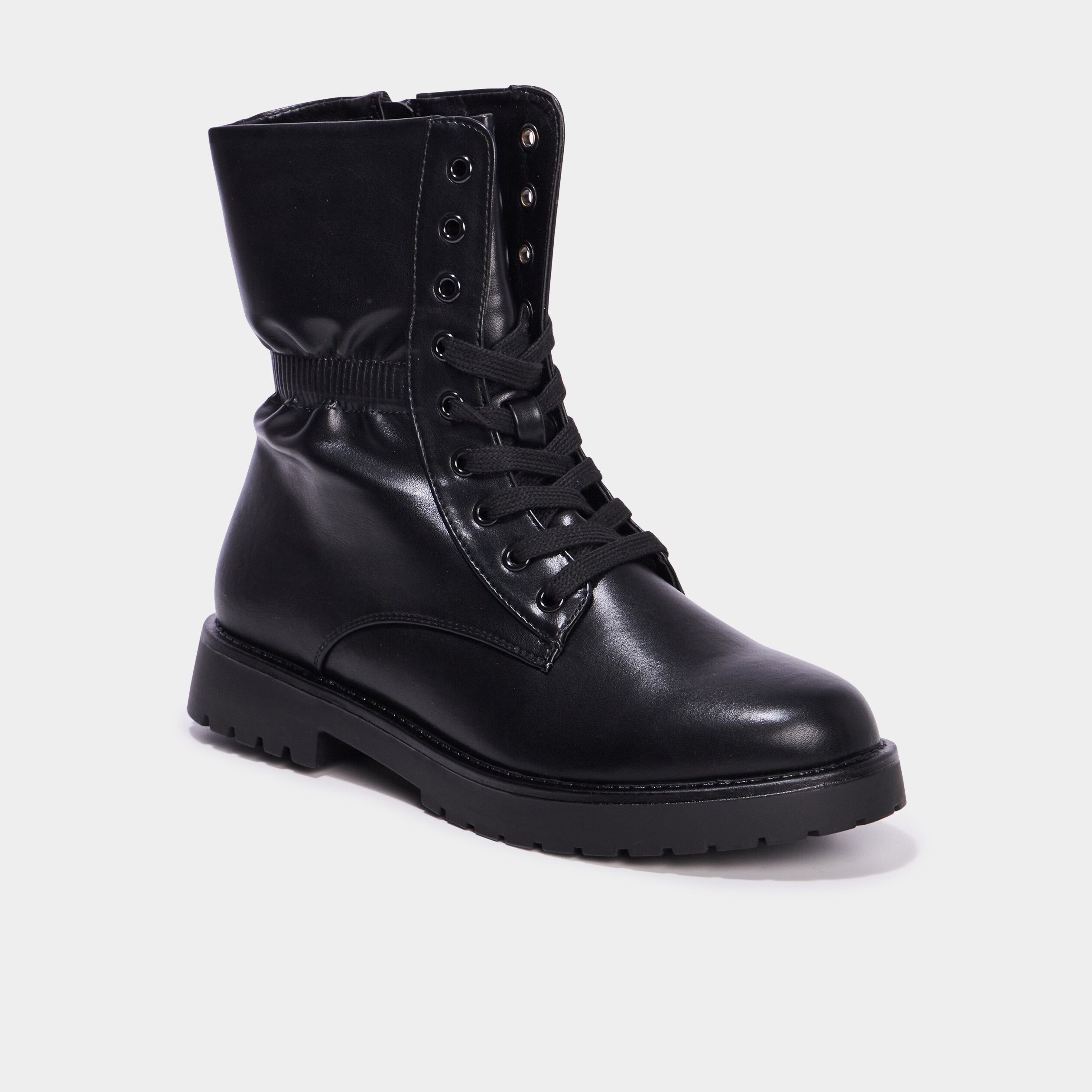 Boots élastiquées à lacets noir femme