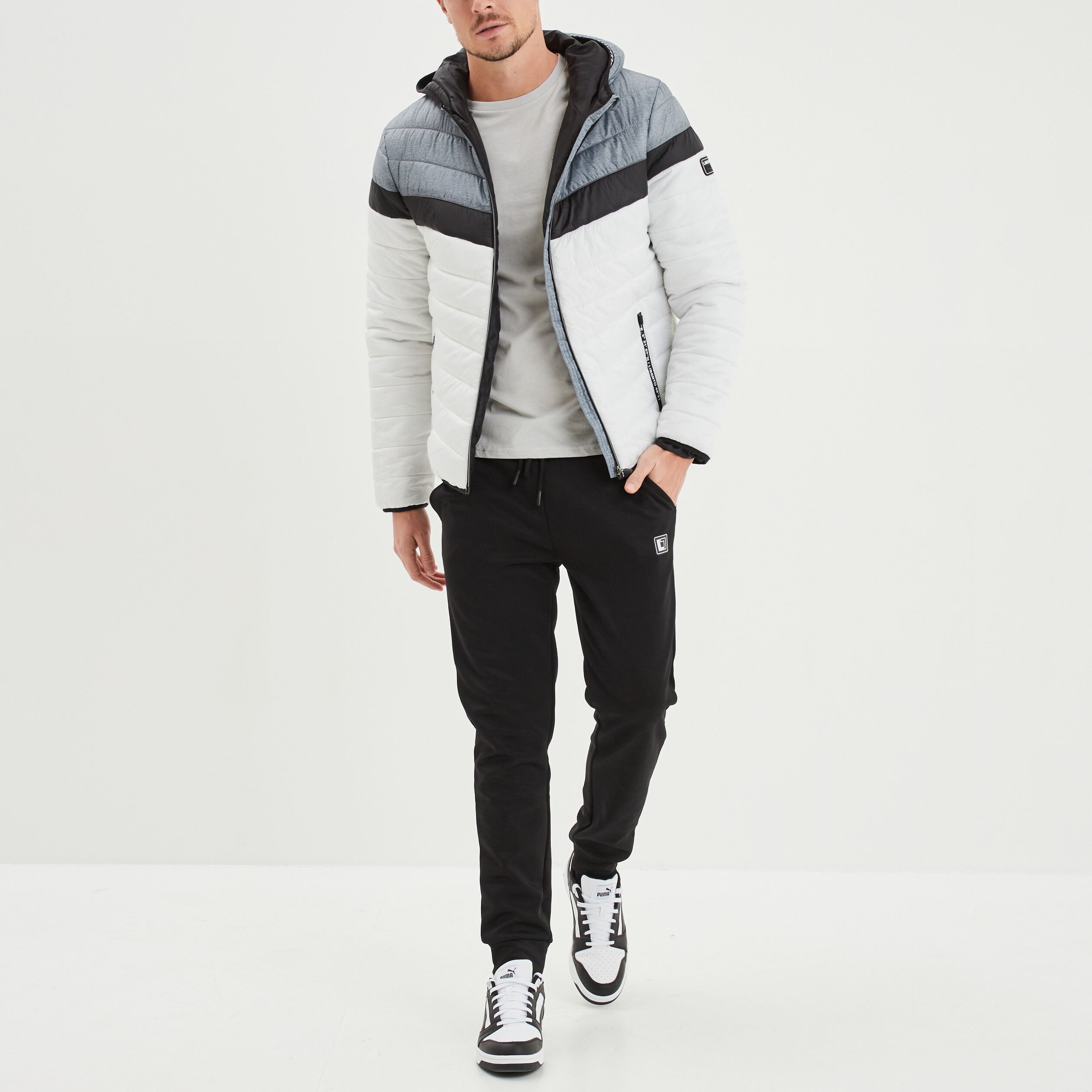 Doudoune droite ?� capuche blanc homme | La Halle