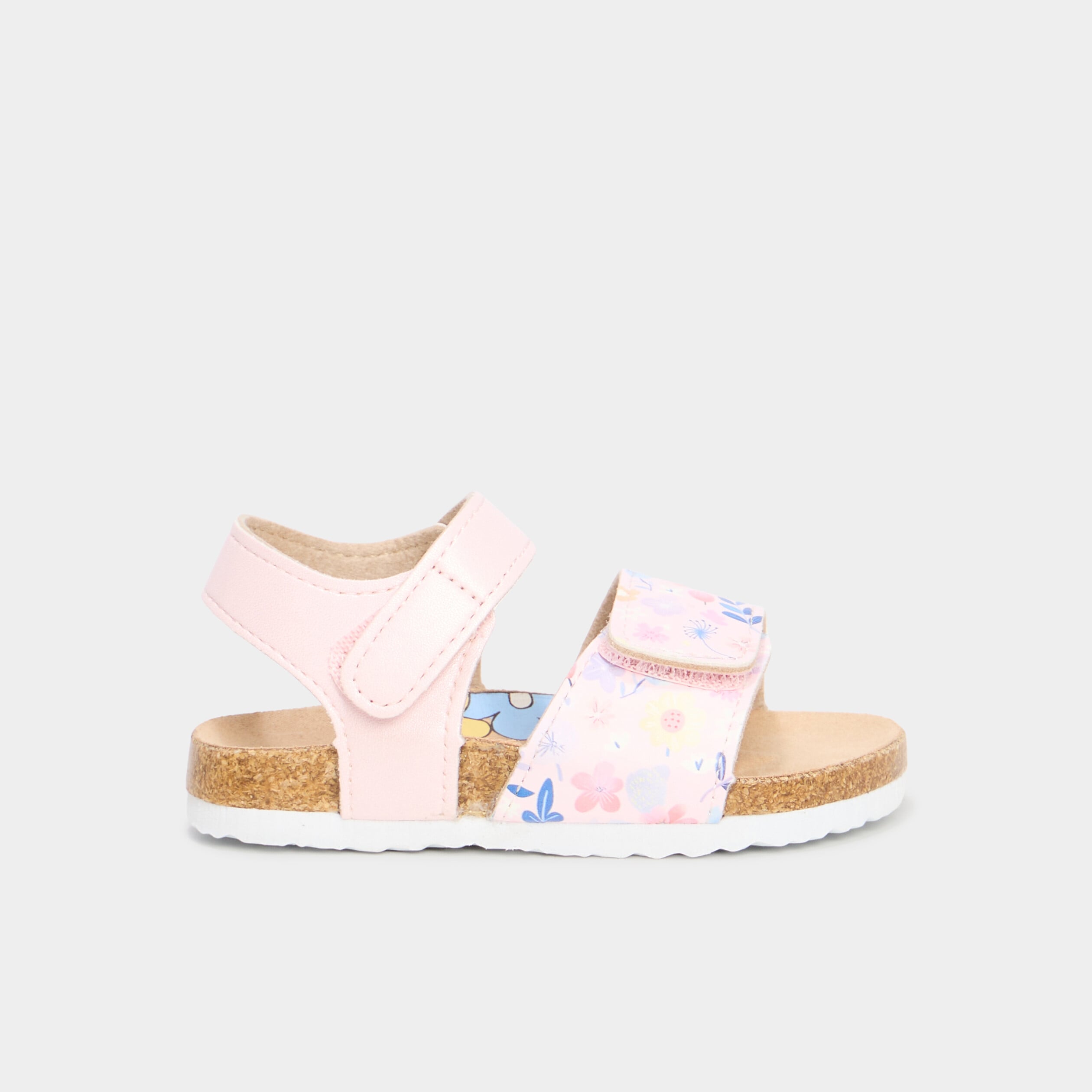 Sandales plates &agrave; scratchs rose b&eacute;b&eacute; fille