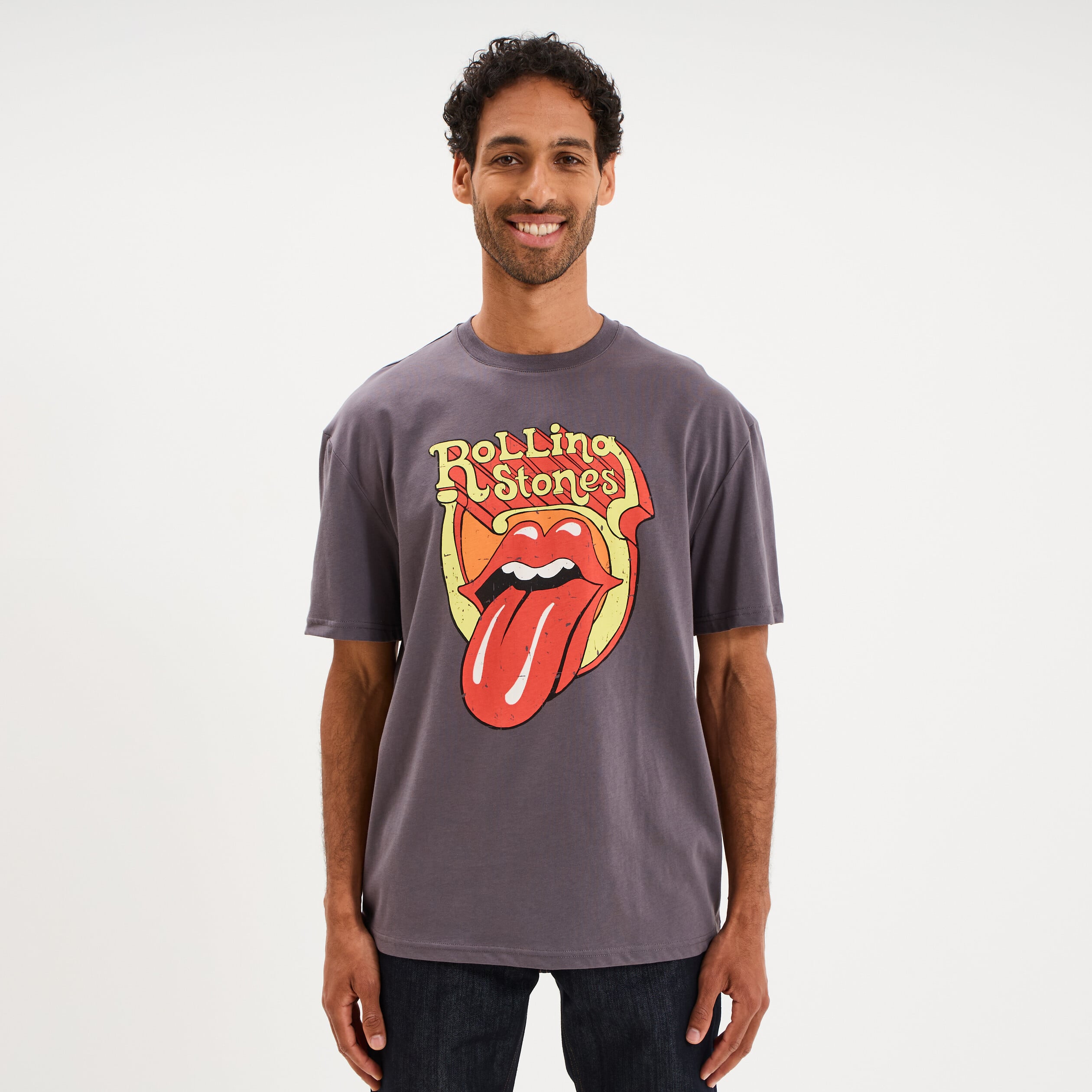 T-shirt manches courtes Rolling Stones gris homme