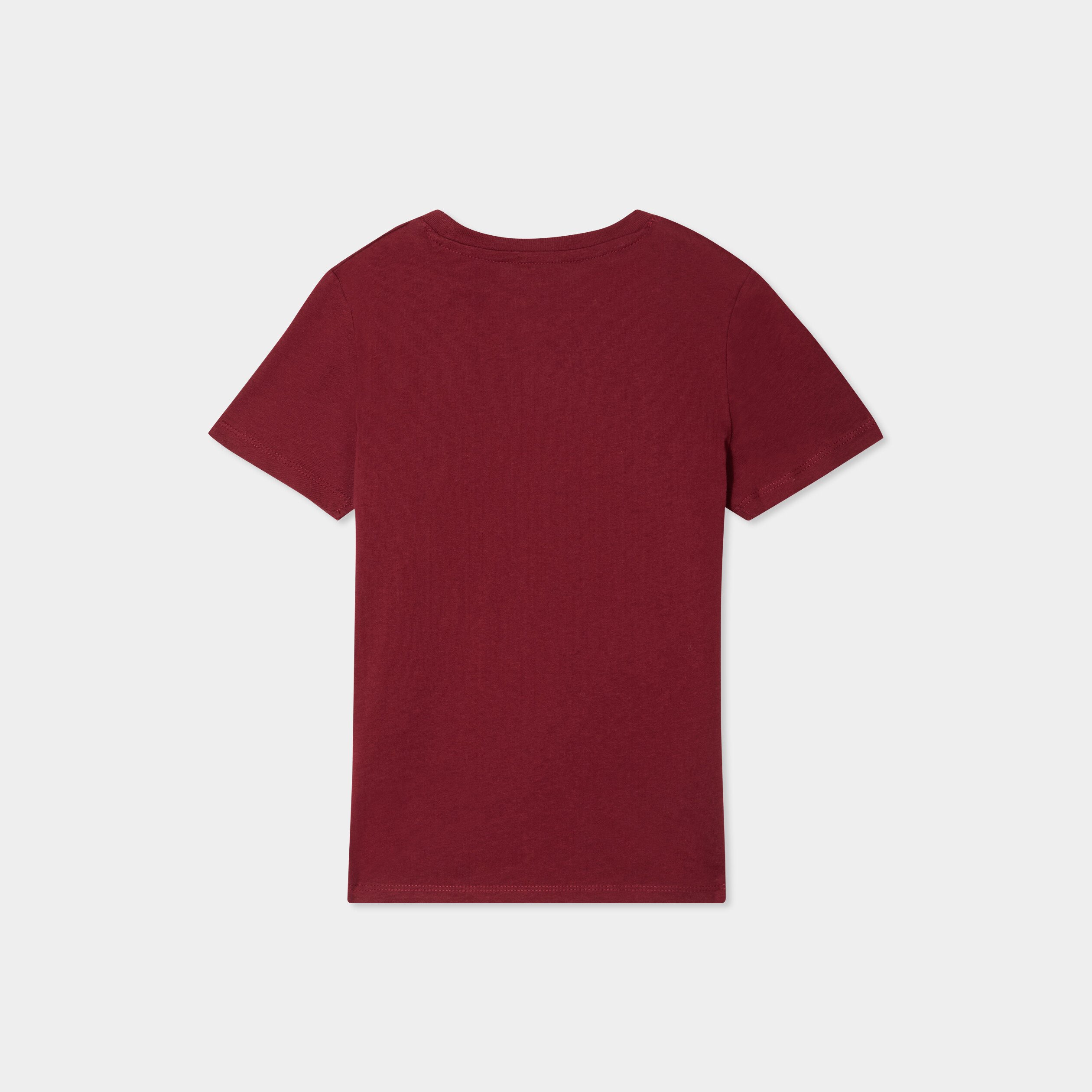 t shirt en coton manches courtes bordeaux garcon T-shirt en coton manches courtes bordeaux garçon