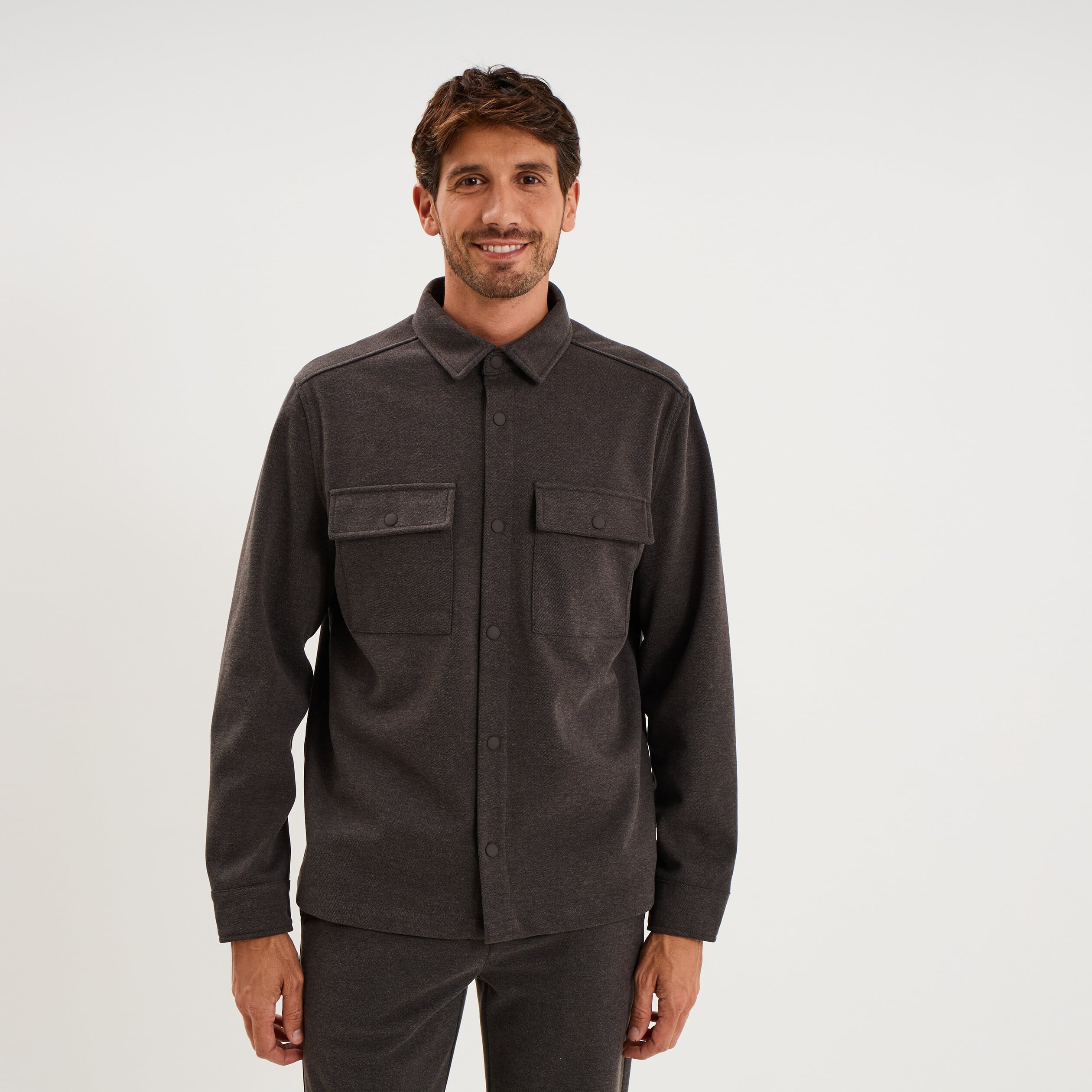 Surchemise 2 poches marron chocolat homme