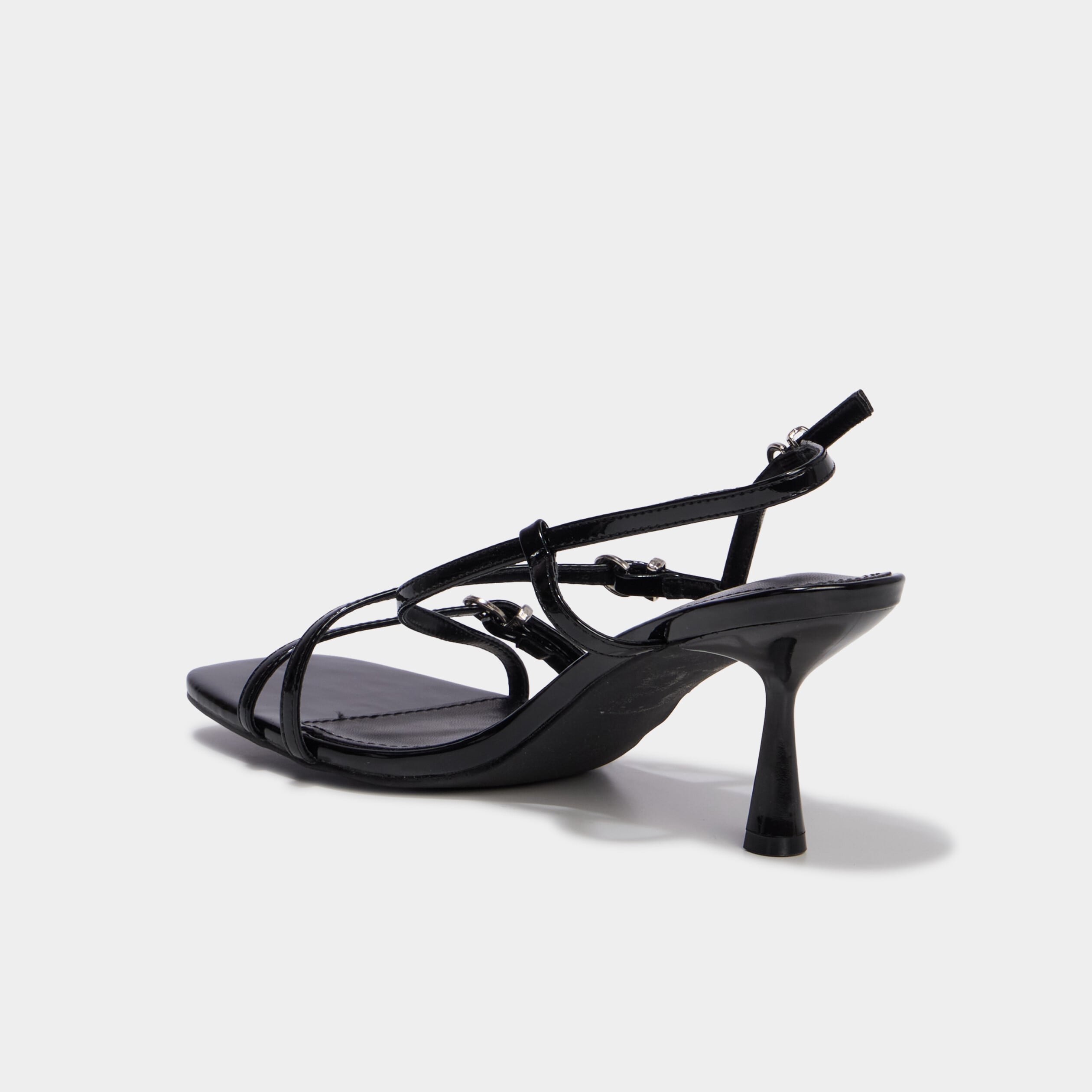 Sandales &agrave; talons kitten heels et brides noir femme