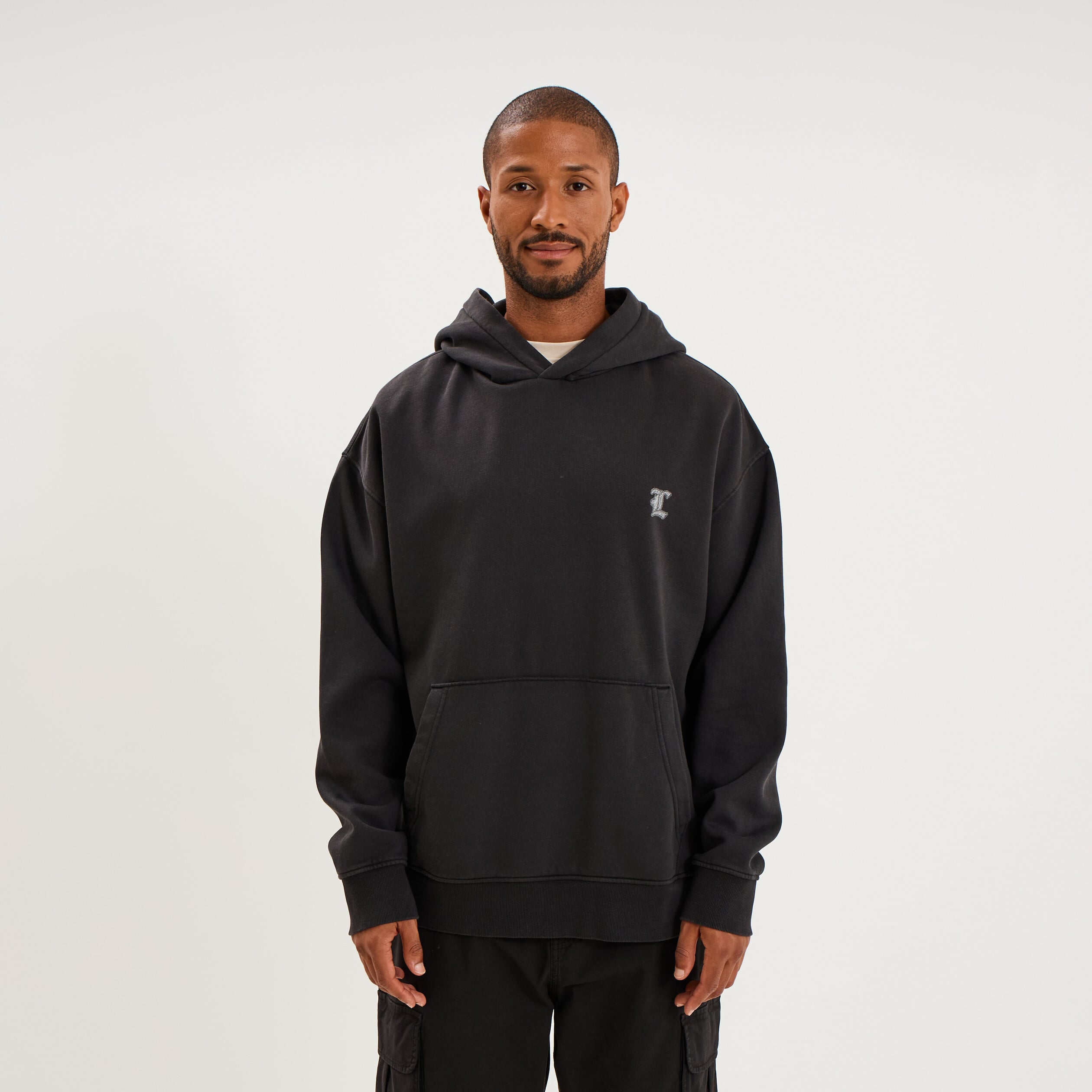 Sweat hoodie 1 poche &agrave; capuche gris fonc&eacute; homme