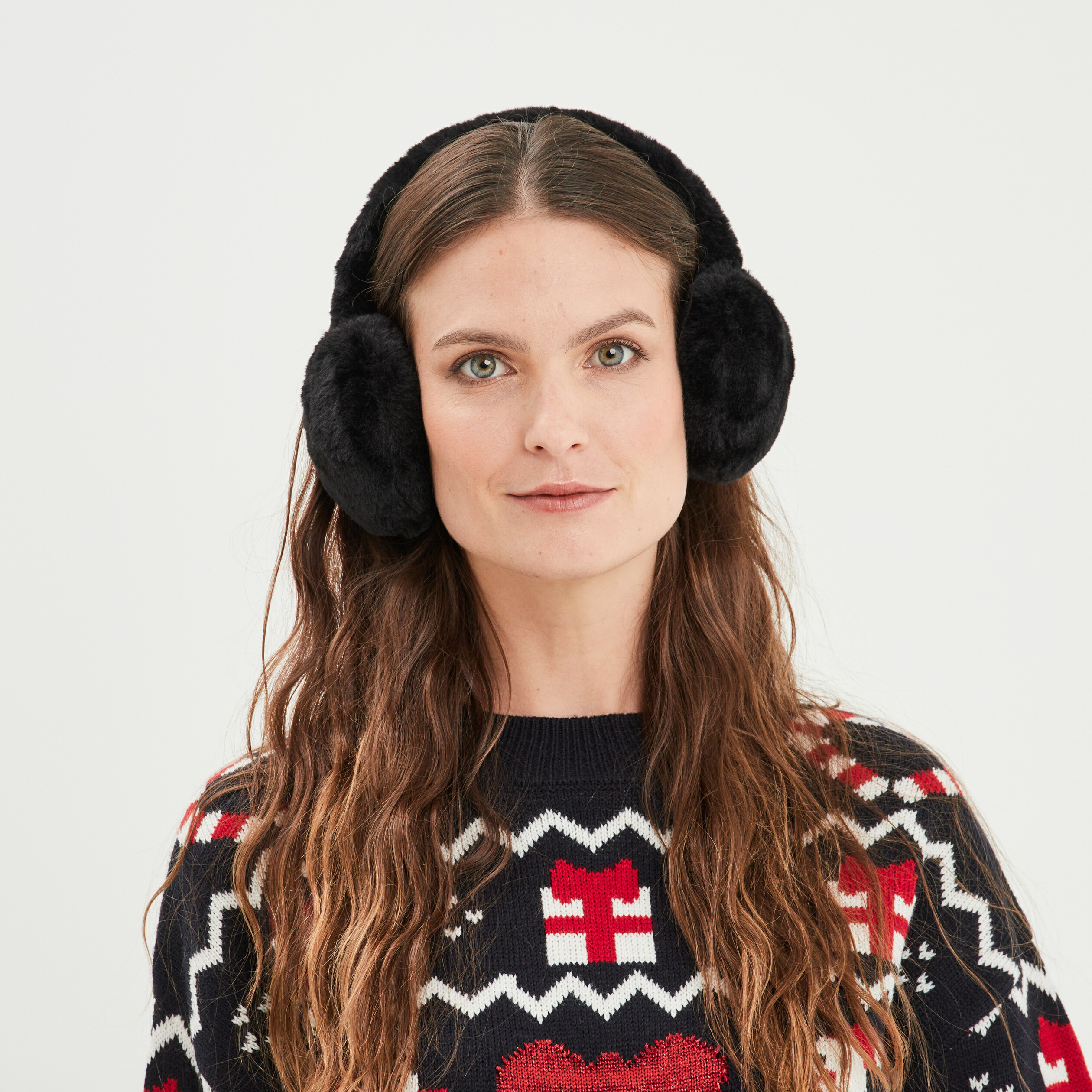 Cache-oreilles imitation fourrure noir femme