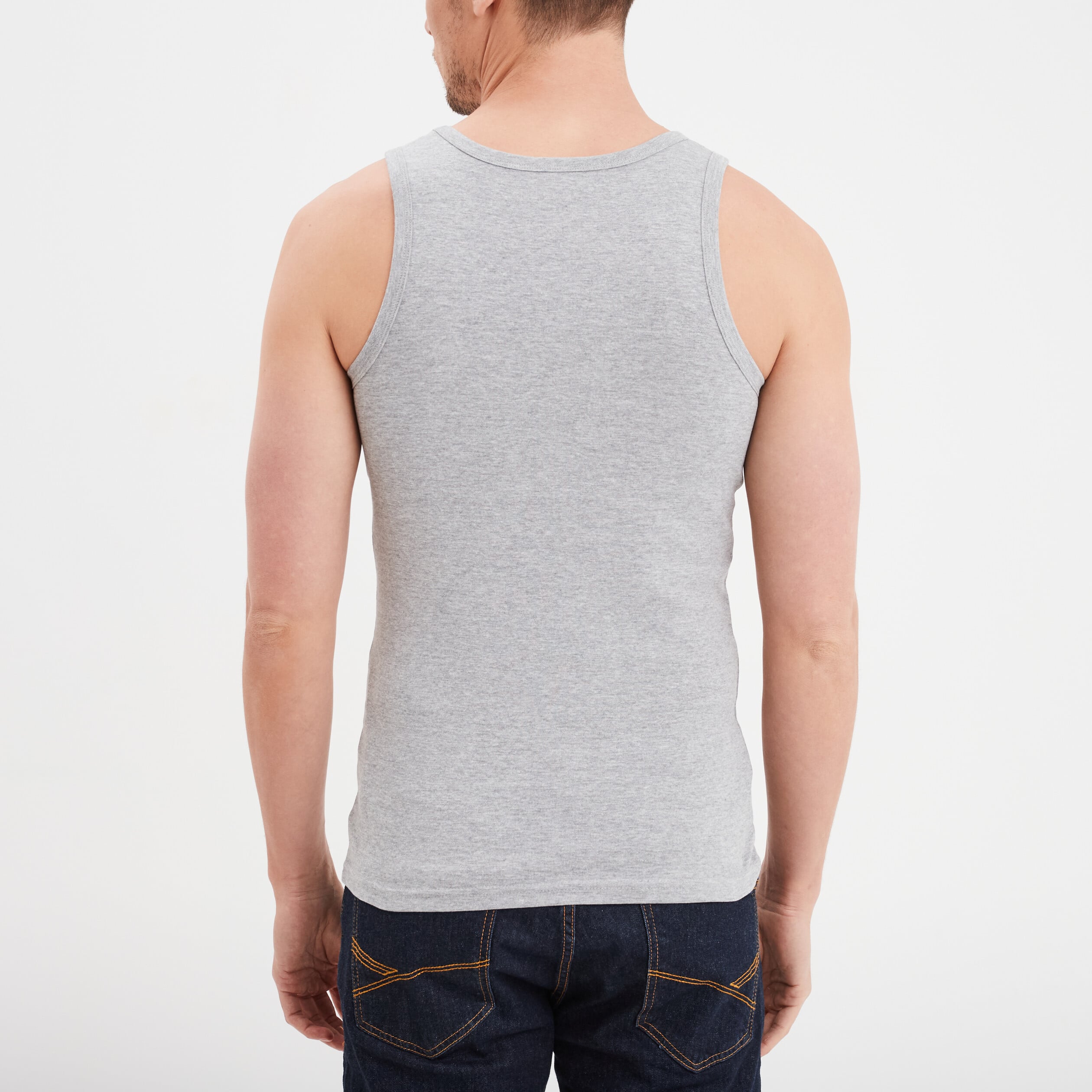 D&eacute;bardeur droit coton bretelles larges gris homme