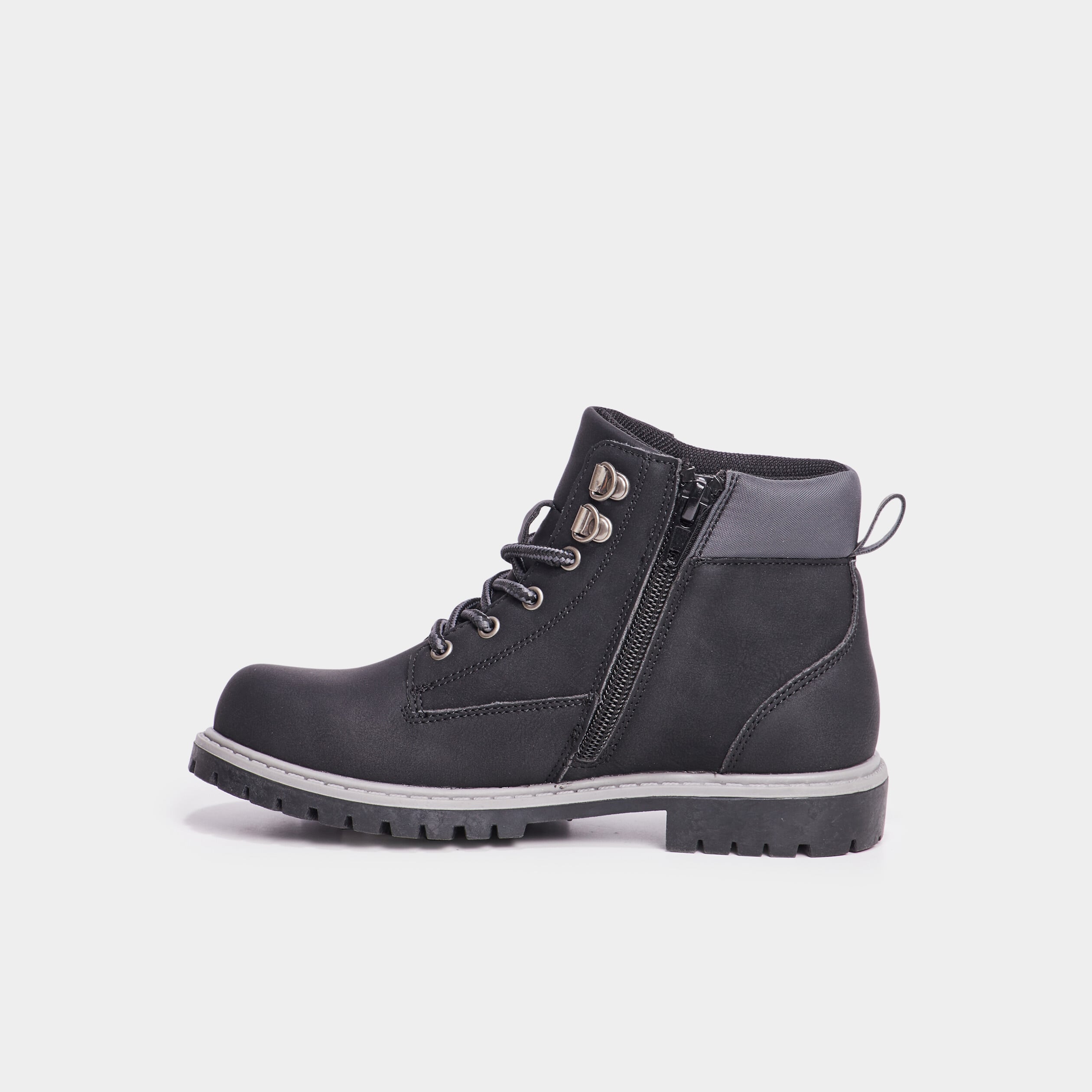 Boots crant&eacute;es zipp&eacute;es Trappeur noir gar&ccedil;on