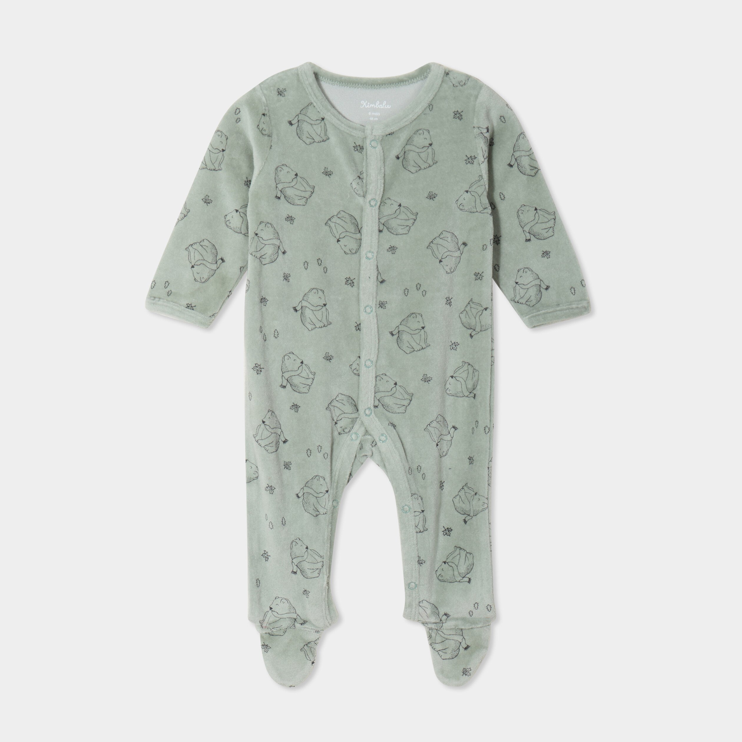 dors bien effet velours manches longues vert kaki bebe Dors-bien effet velours manches longues vert kaki bébé