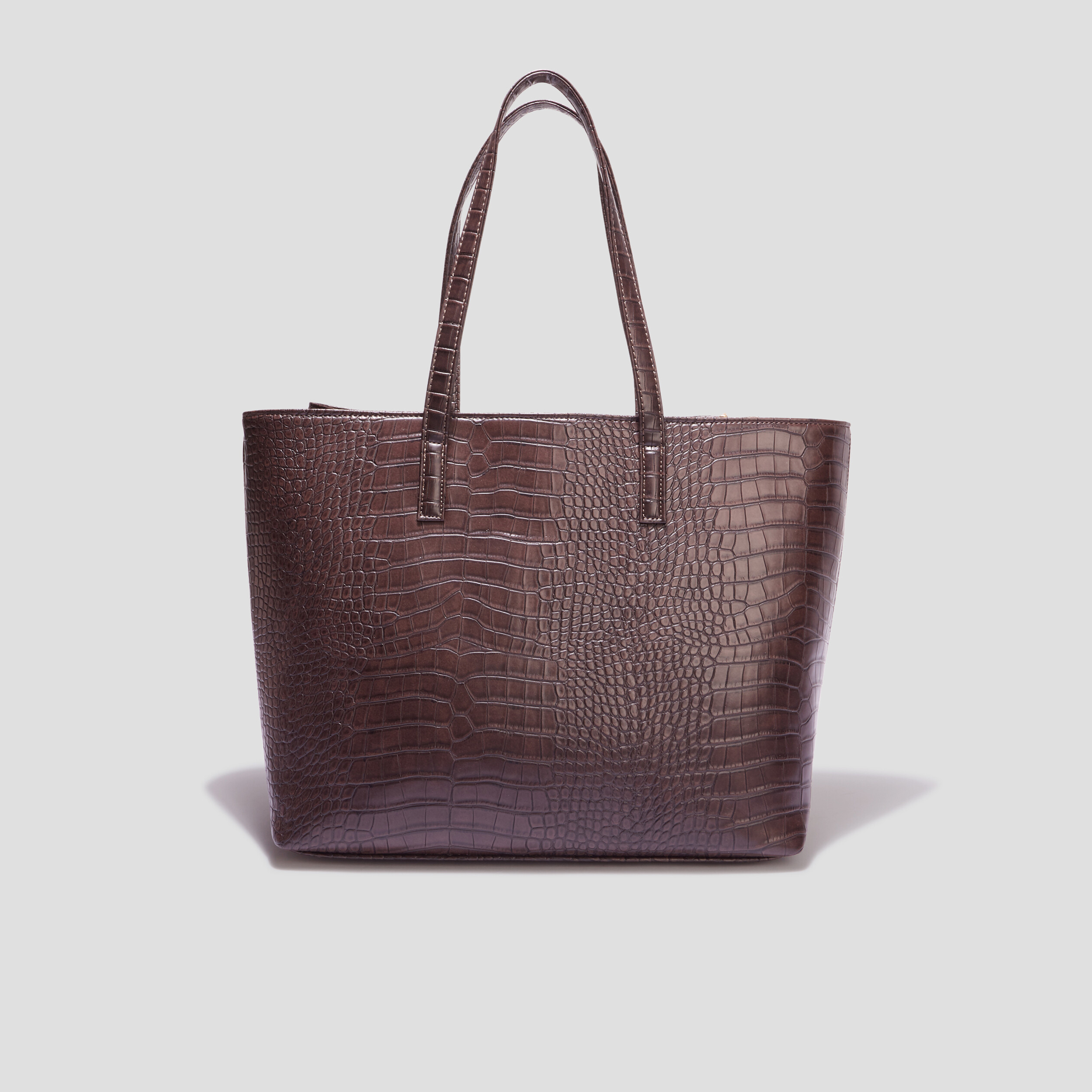 Sac cabas texture marron fonce femme La Halle