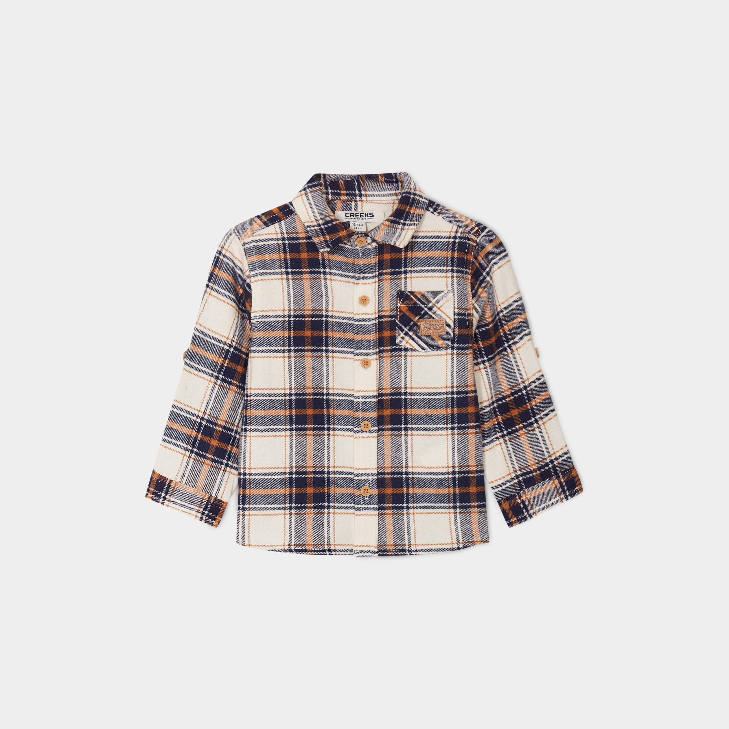 Chemise manches longues coton ecru b&eacute;b&eacute; gar&ccedil;on