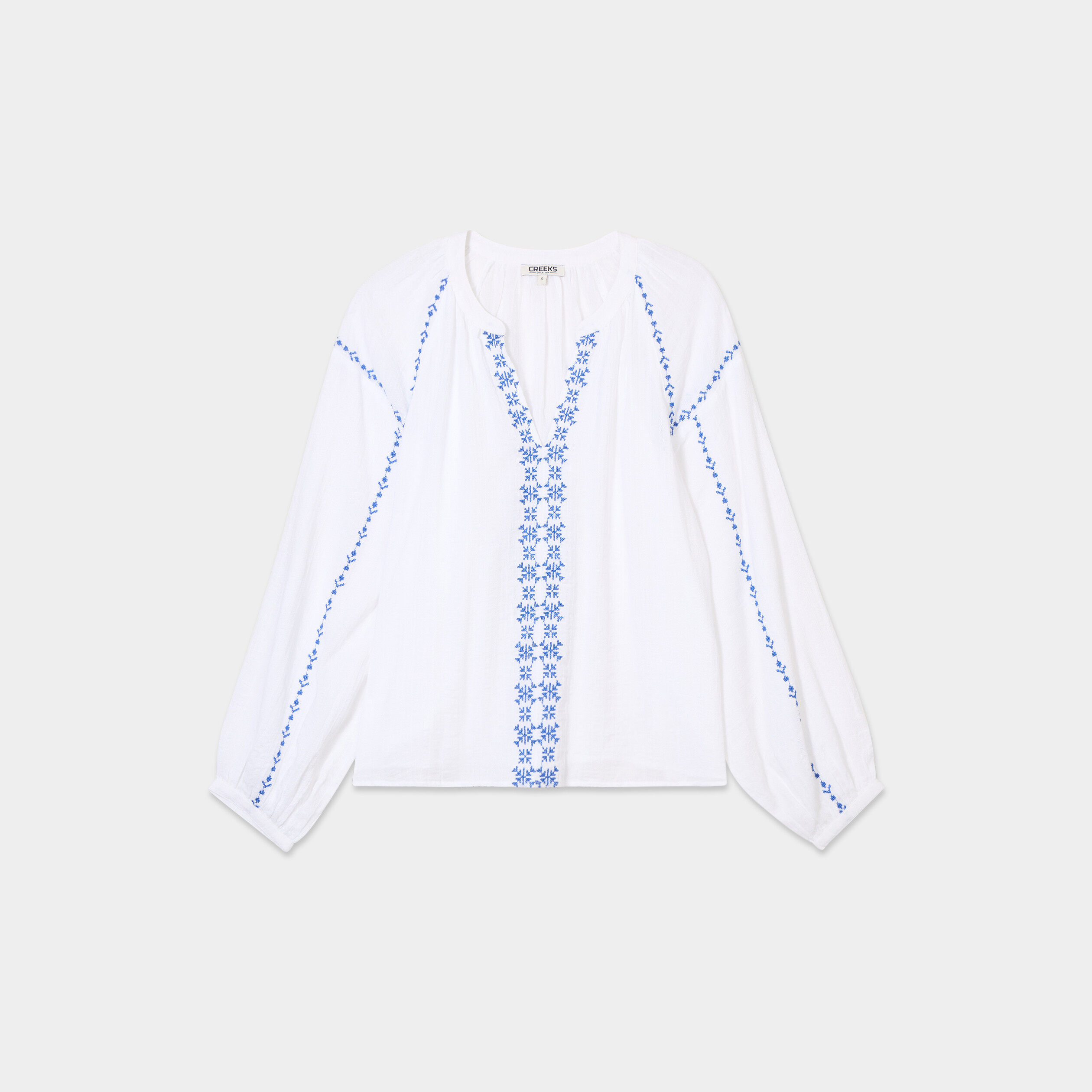 blouse brodee manches longues coton blanc femme Blouse brodée manches longues coton blanc femme
