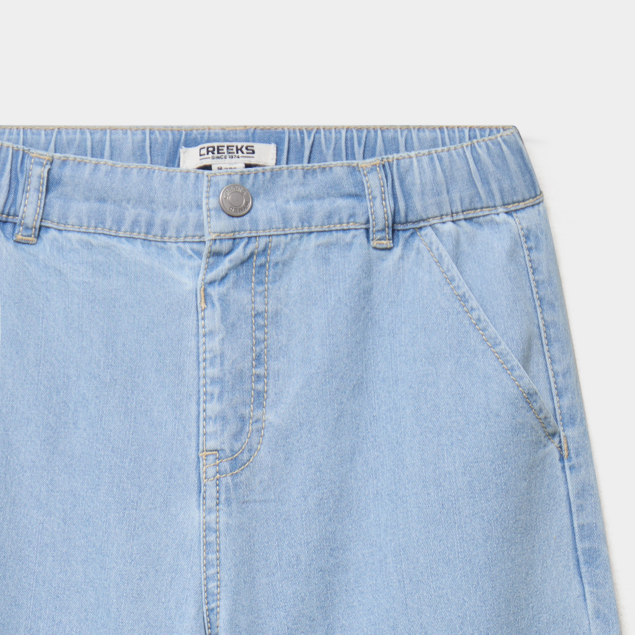 Jean large taille &eacute;lastiqu&eacute;e coton denim triple stone fille
