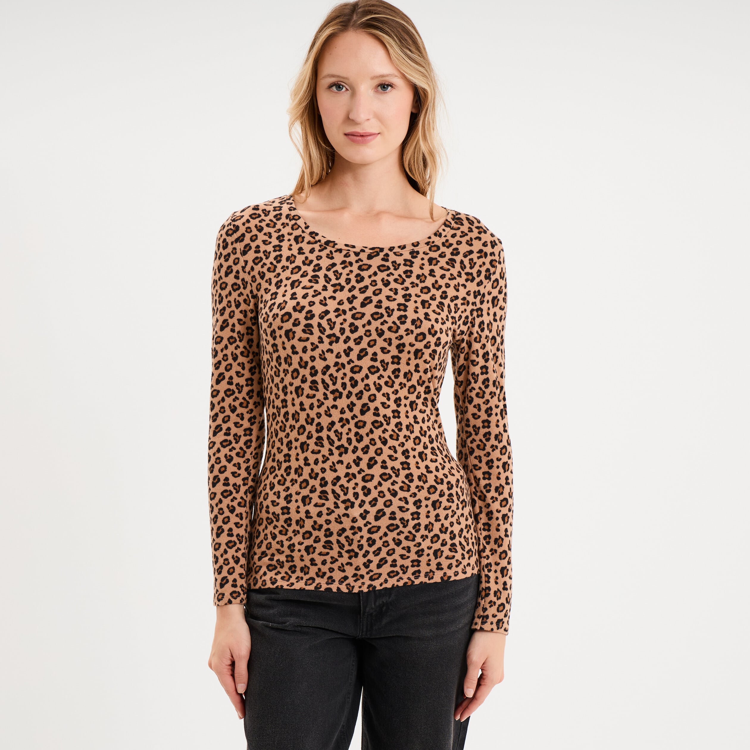 T-shirt thermique manches longues beige moyen femme
