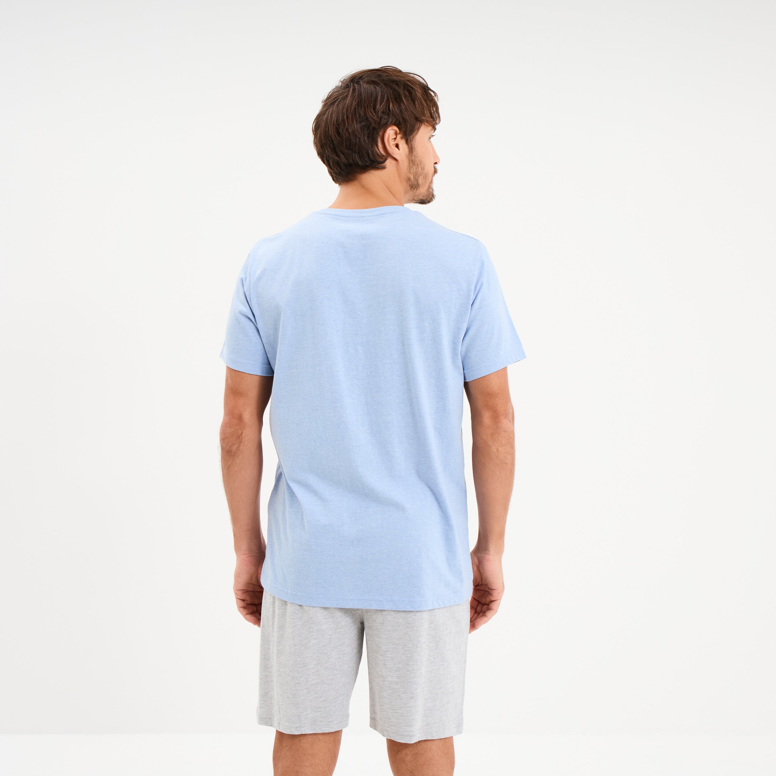 Ensemble pyjama short 2 pi&egrave;ces bleu ciel homme