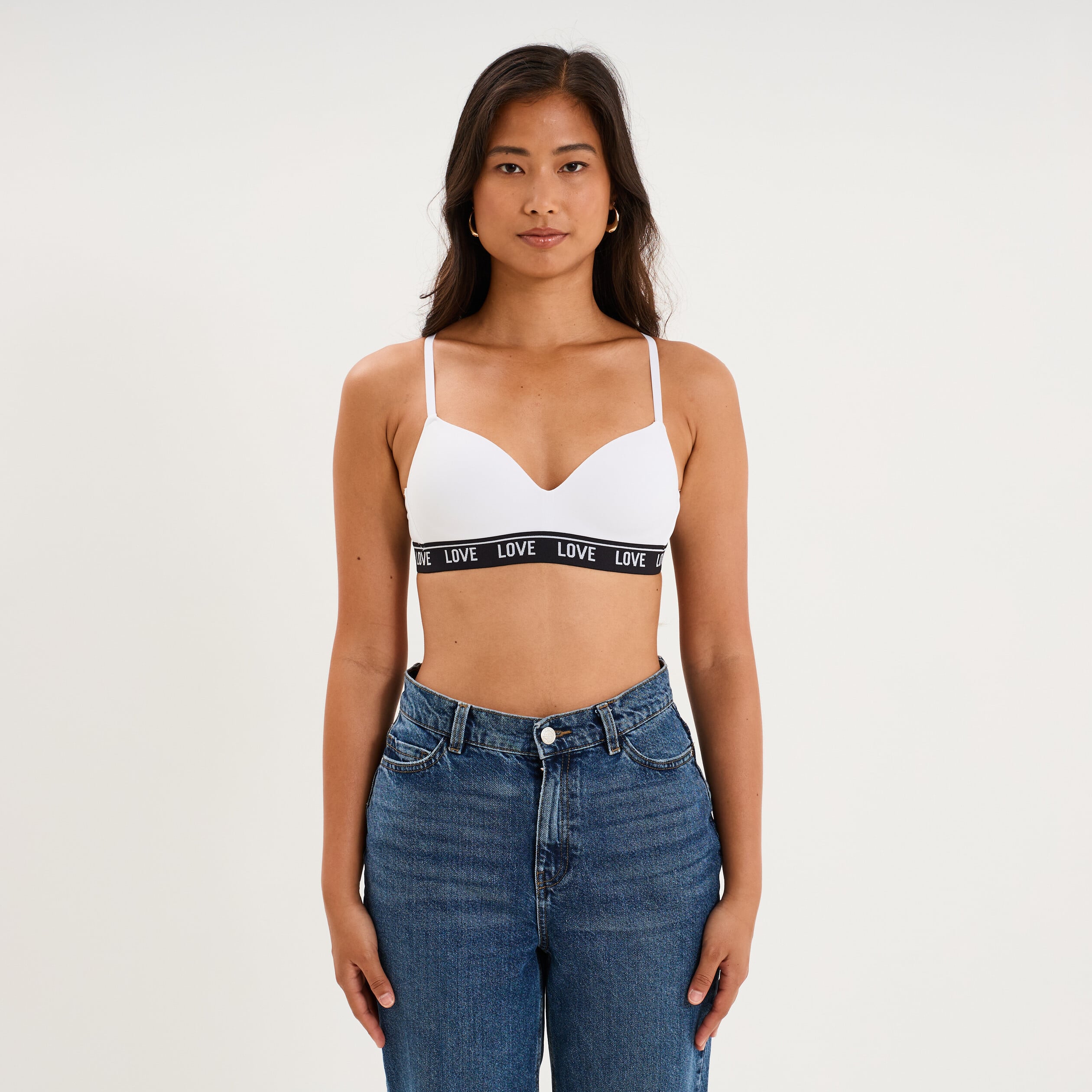 Soutien-gorge embo&icirc;tant padd&eacute; &eacute;lastiqu&eacute; blanc femme