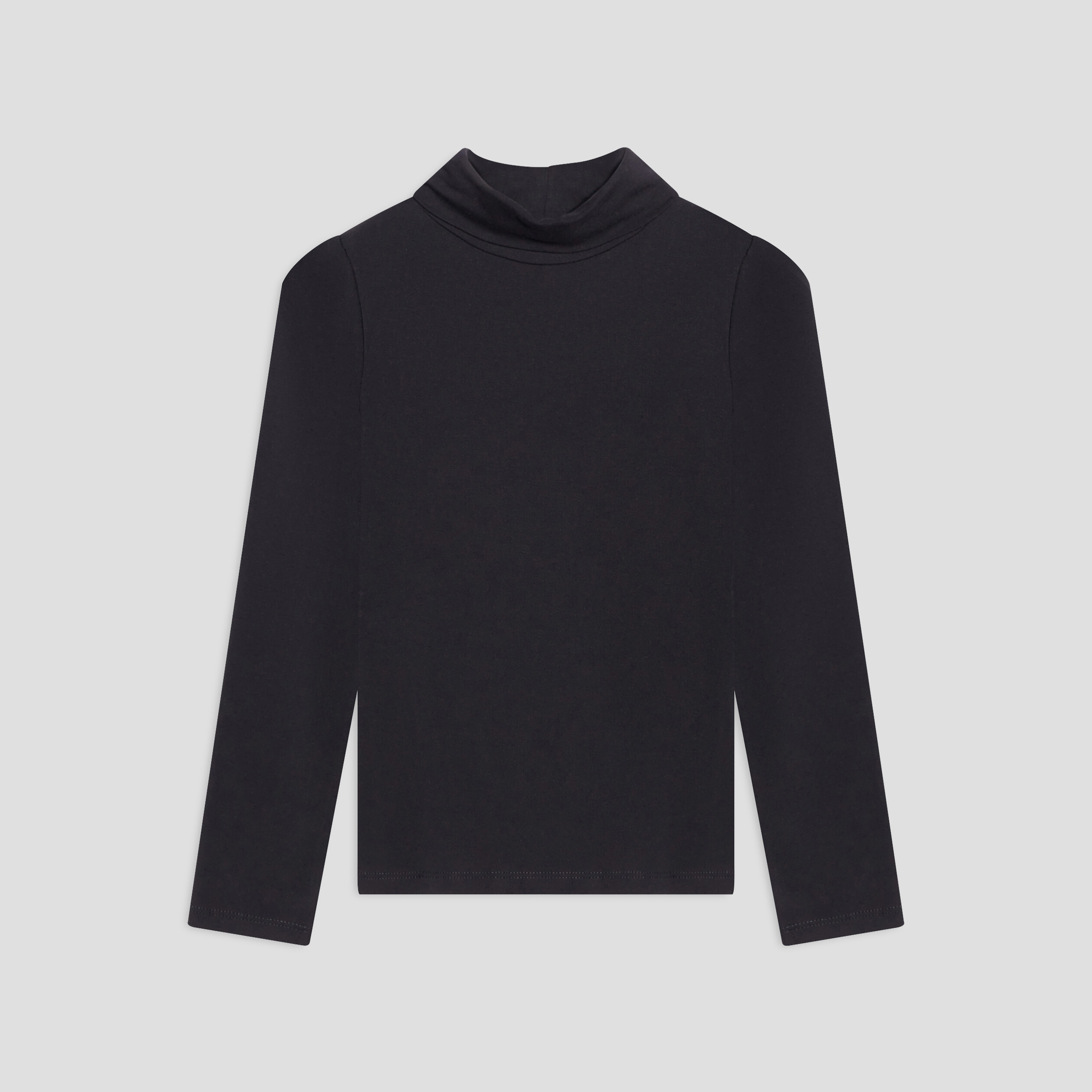 t shirt col roule manches longues coton noir fille T-shirt col roulé manches longues coton noir fille