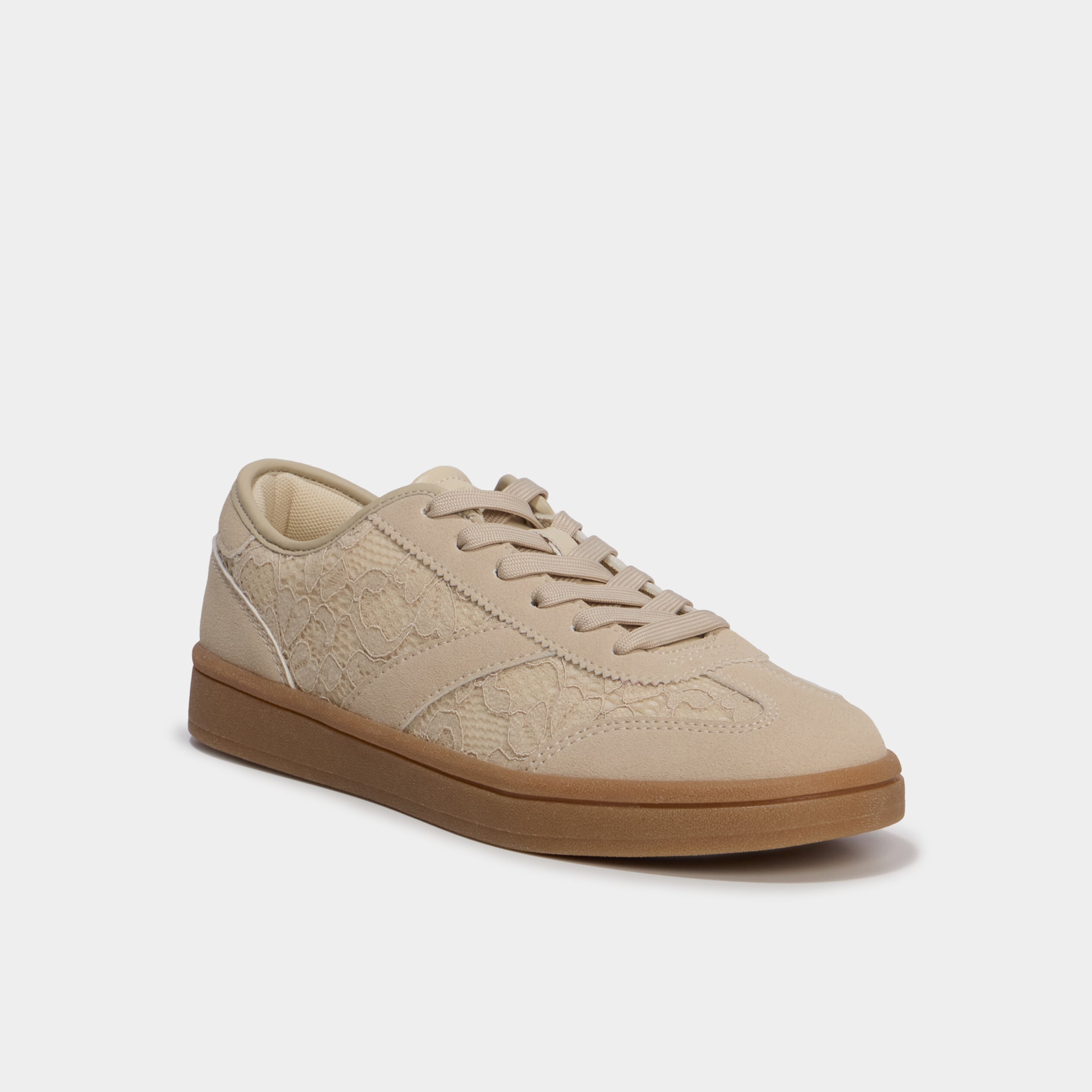 Tennis basses avec dentelle sable femme