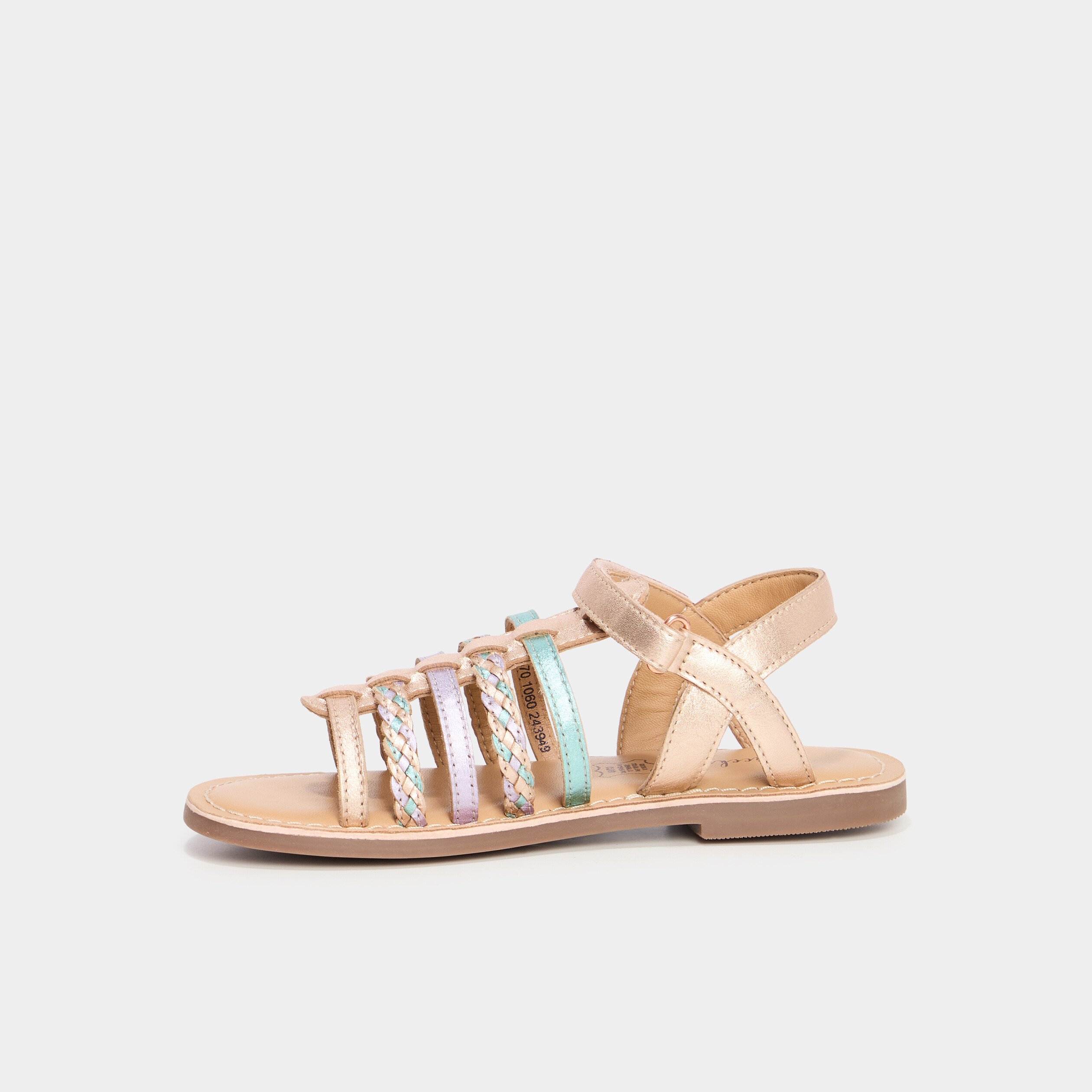 sandales brides tressees en cuir multicolore fille Sandales brides tressées en cuir multicolore fille