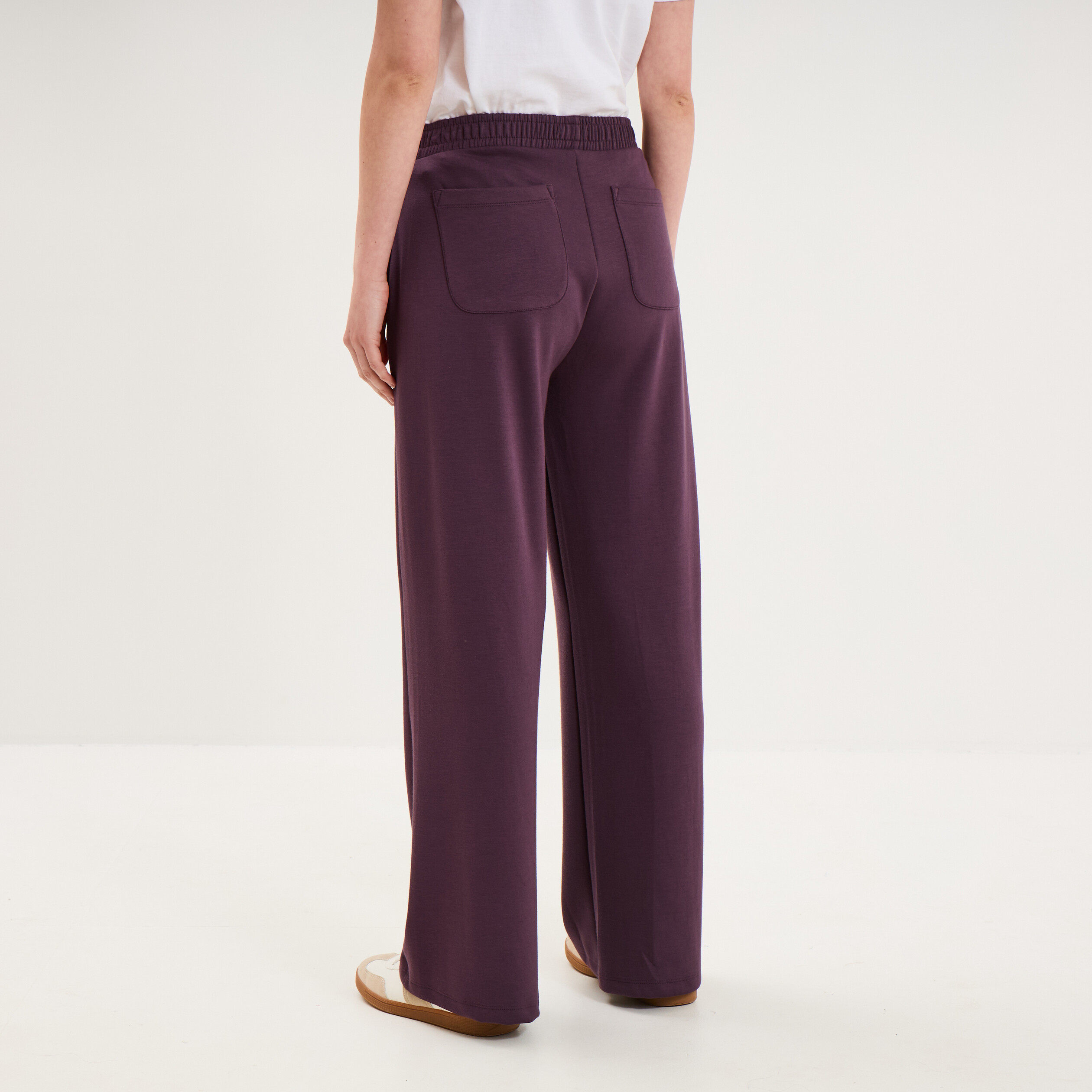Pantalon de jogging large molletonn&eacute; violet fonc&eacute; femme