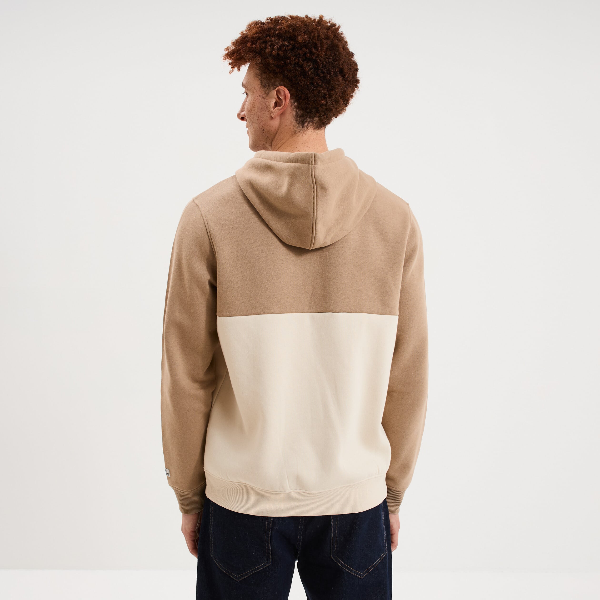 Sweat hoodie &agrave; capuche molleton taupe homme