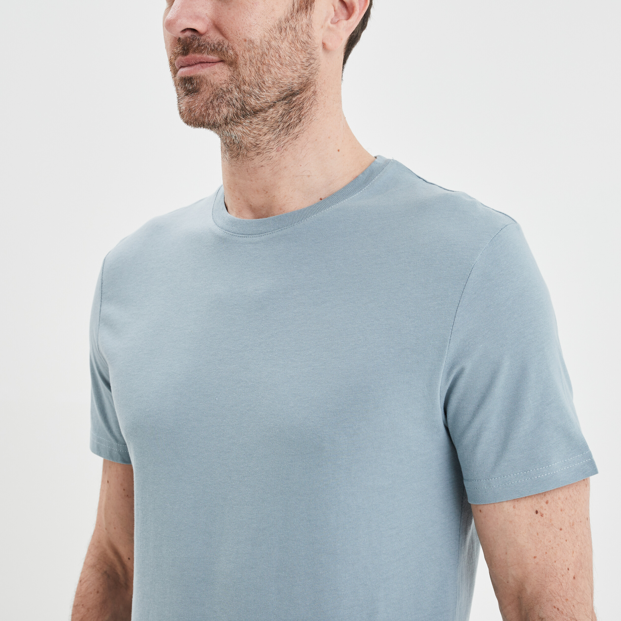 T-shirt droit en coton manches courtes gris homme