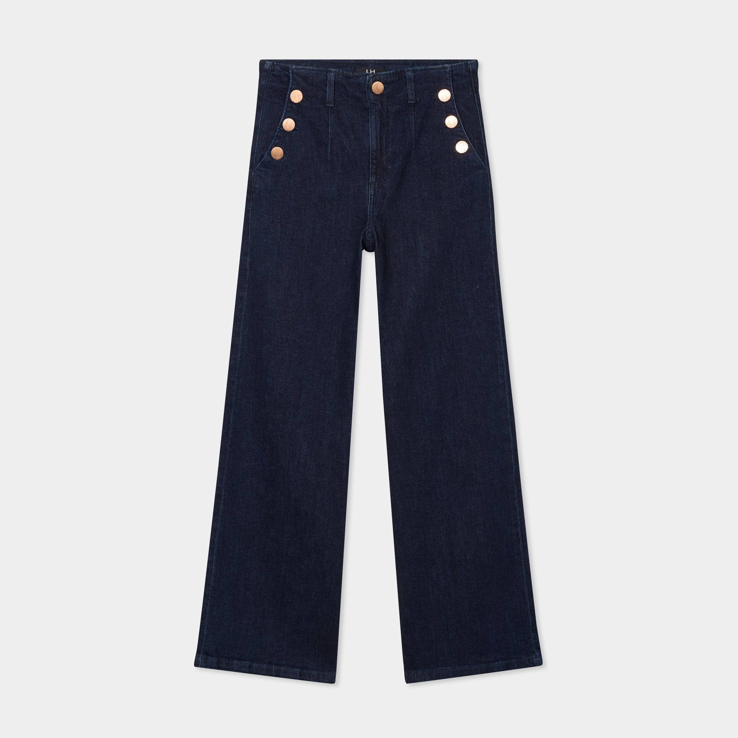 Jeans flare 7/8ème taille haute coton denim brut femme