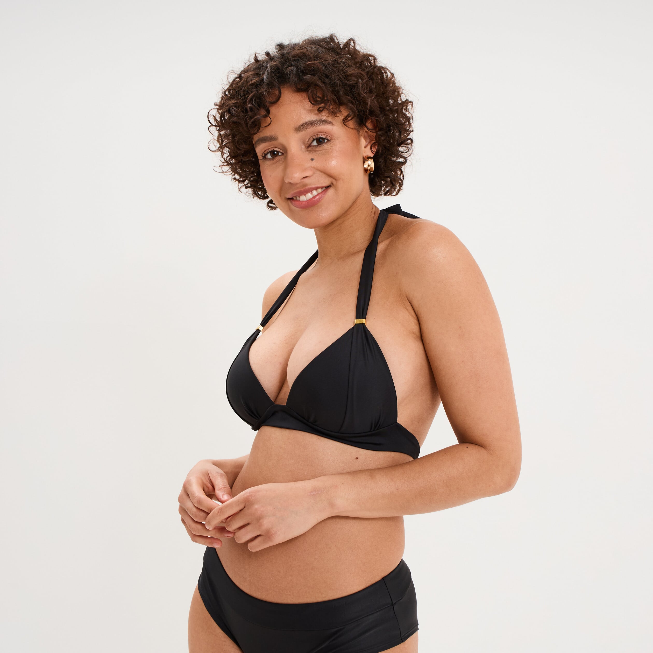 Haut de maillot de bain forme triangle noir femme