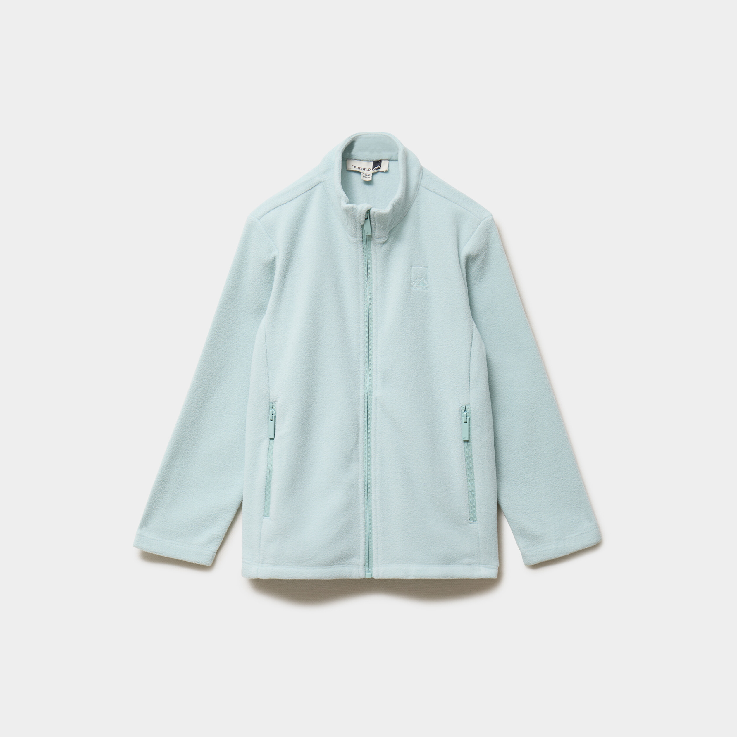 Gilet effet polaire zipp&eacute; col montant bleu gris fille