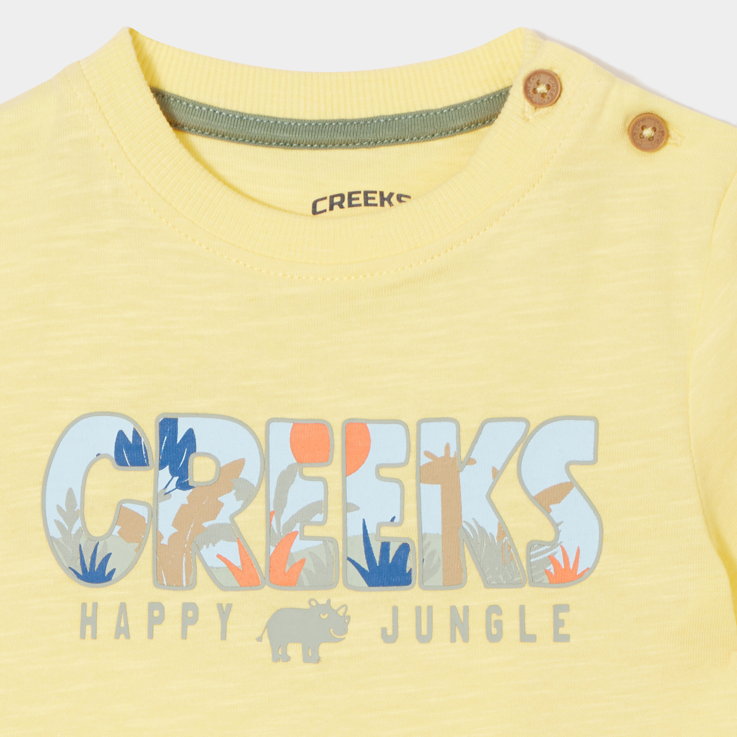 t shirt manches courtes coton creeks jaune bebeg T-shirt manches courtes coton Creeks jaune bébé garçon