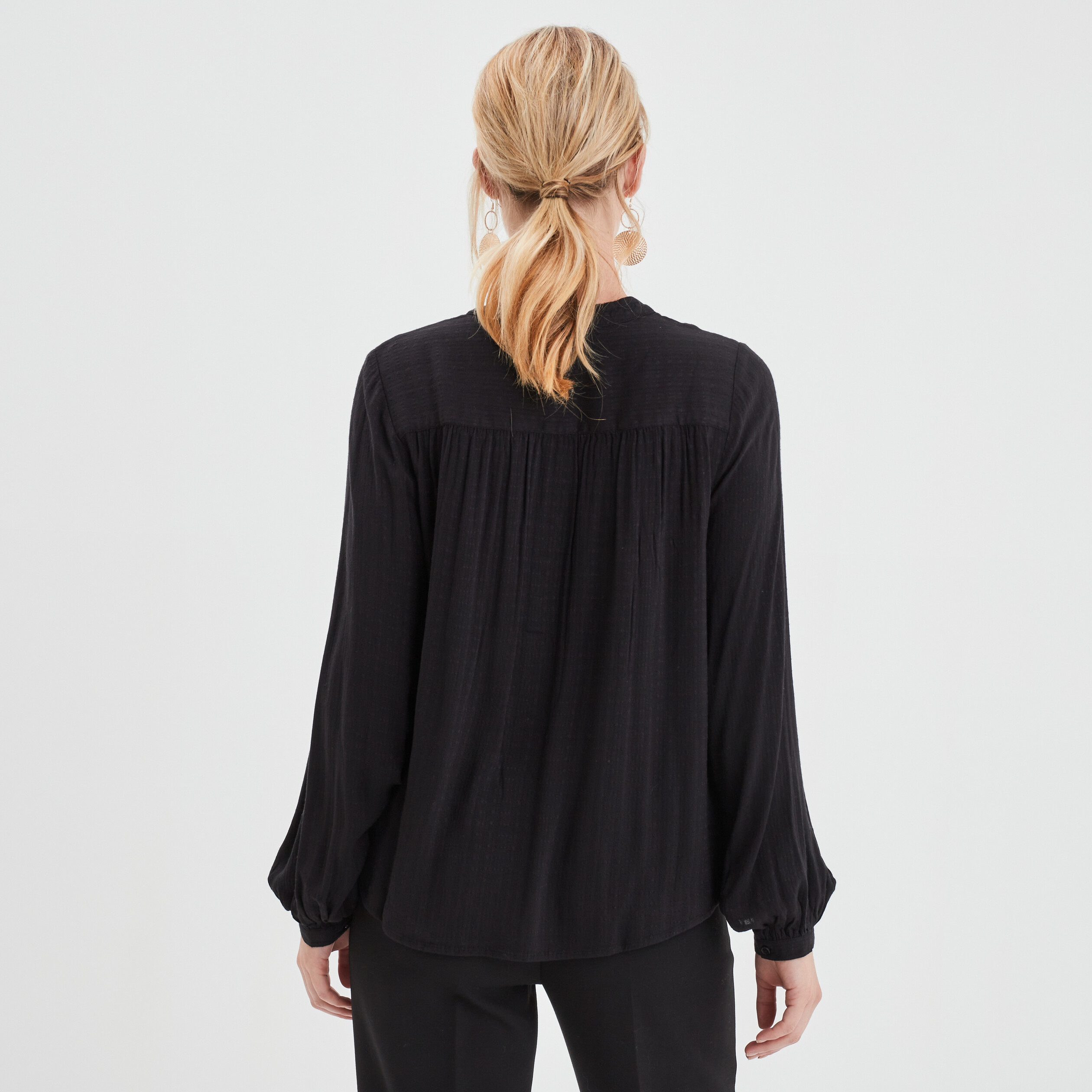 blouse bandes ajourees col mao liberto noir femme Blouse bandes ajourées col mao Liberto noir femme