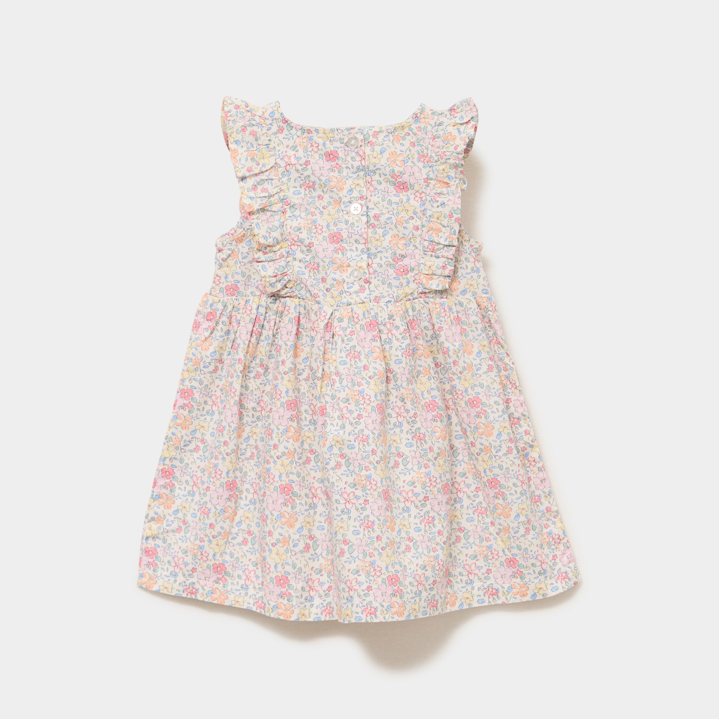 Robe patineuse avec volants coton ecru b&eacute;b&eacute; fille