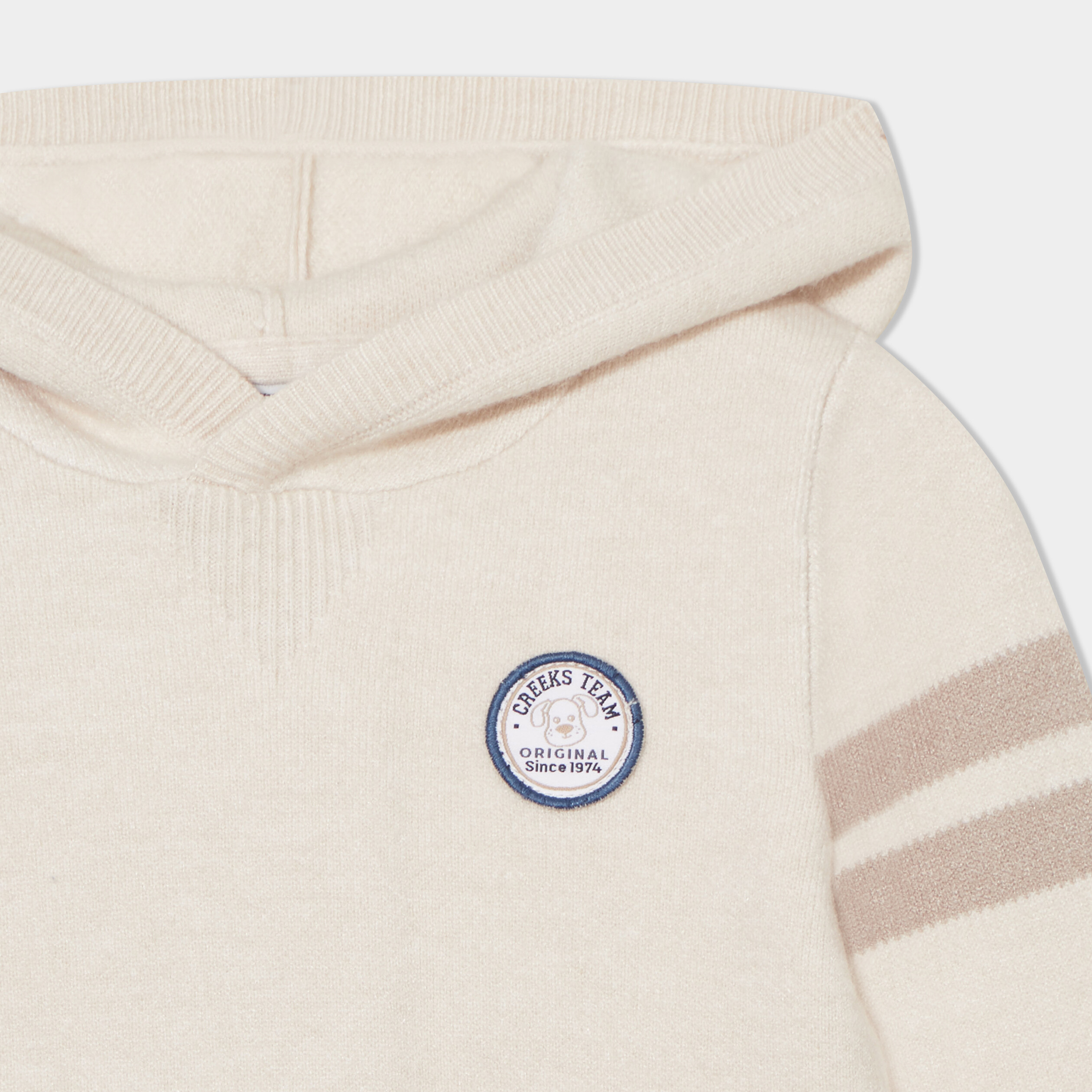 pull a capuche manches longues creeks beige bebeg Pull à capuche manches longues Creeks beige bébé garçon