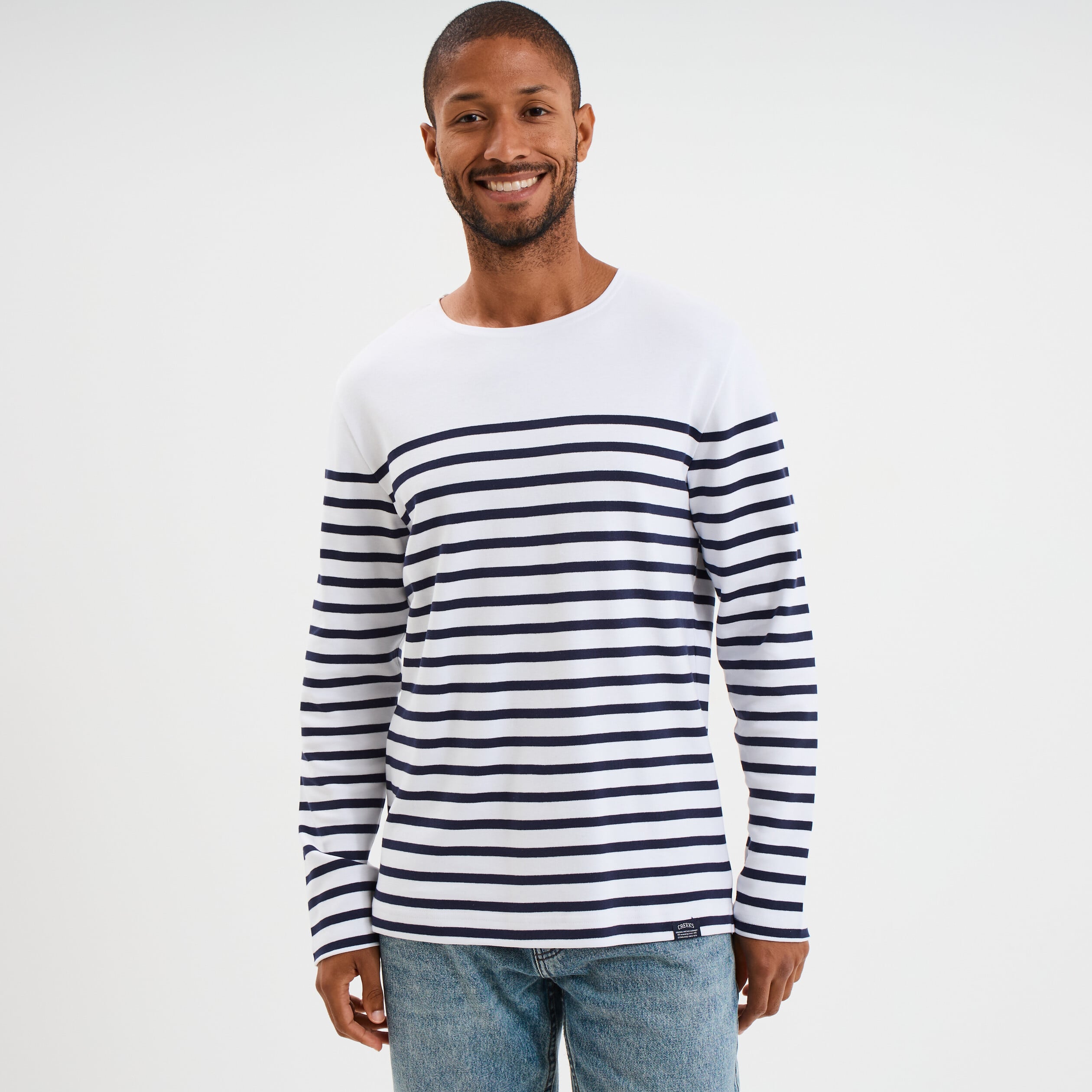 T-shirt manches longues coton blanc homme