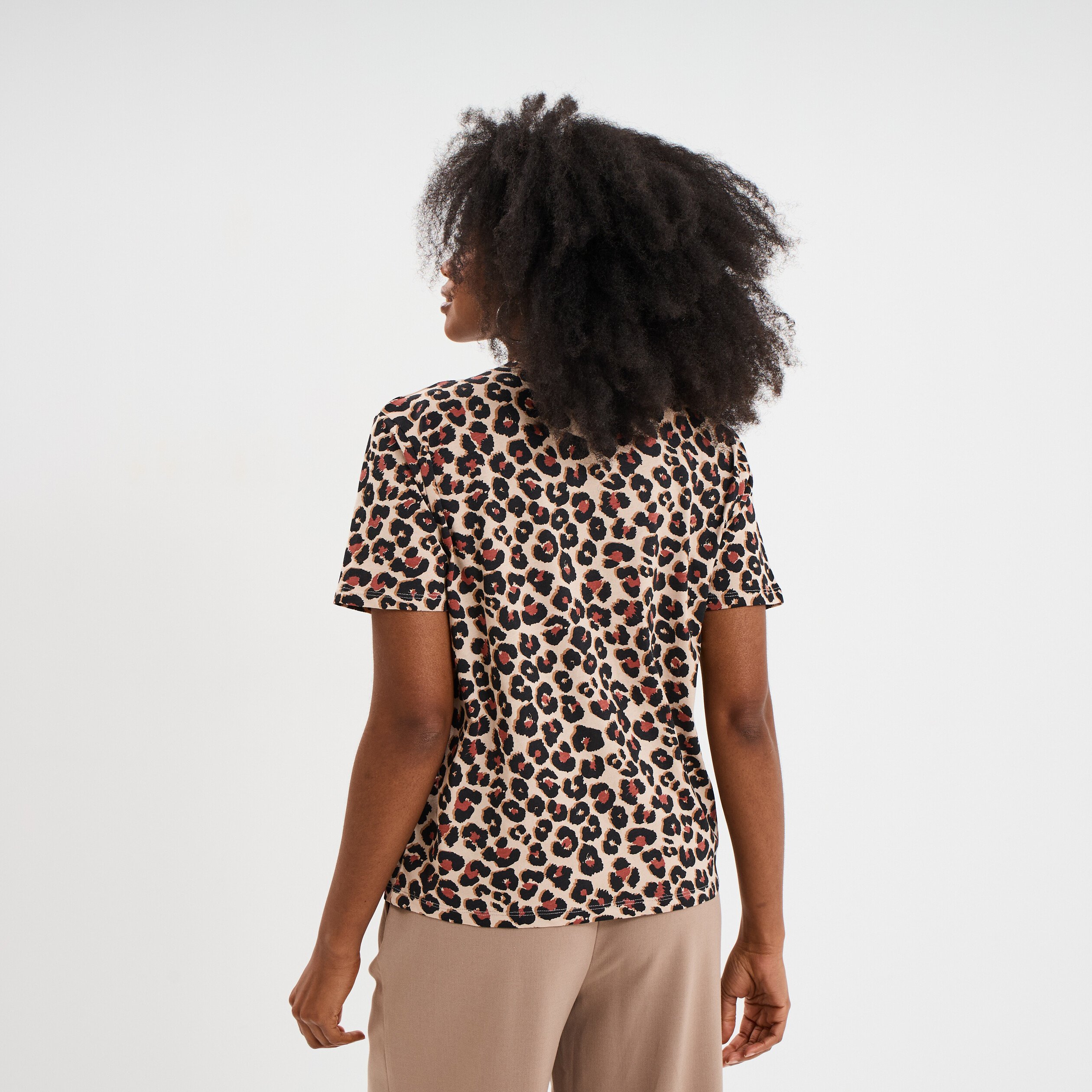t shirt coton col rond manches courtes sable femme T-shirt coton col rond manches courtes sable femme