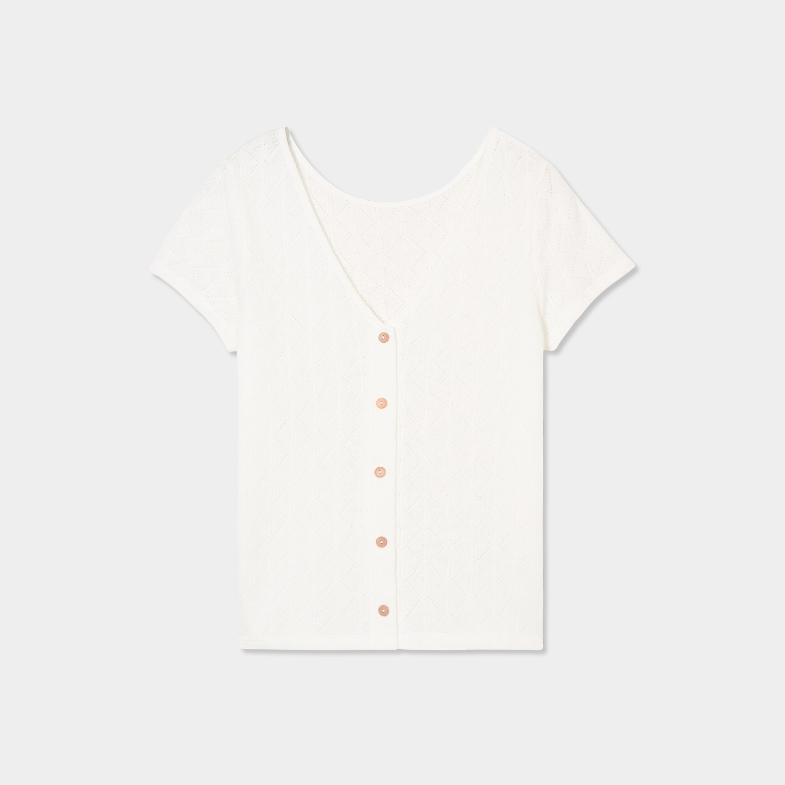 t shirt col v devant dos blanc femme T-shirt col V devant dos blanc femme