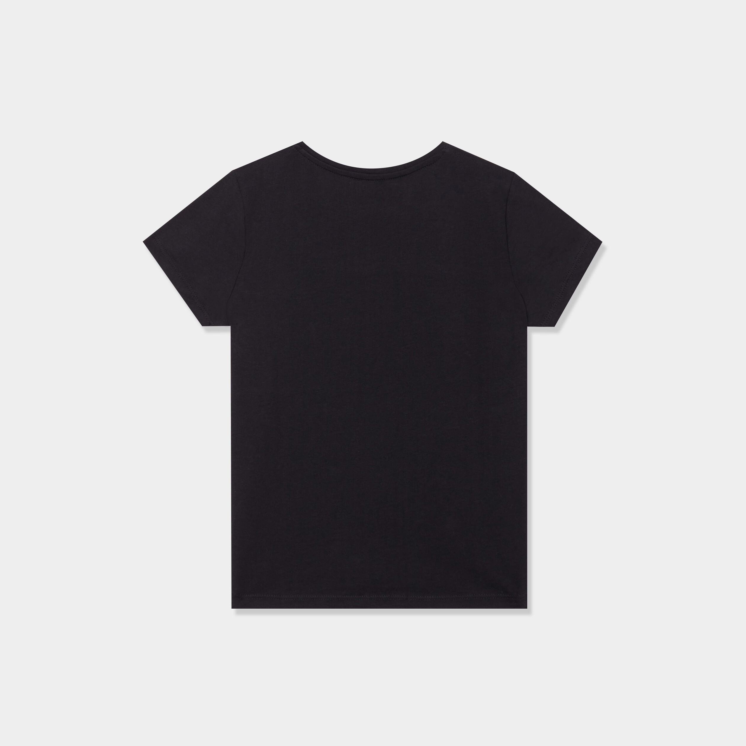T-shirt manches courtes en coton noir fille