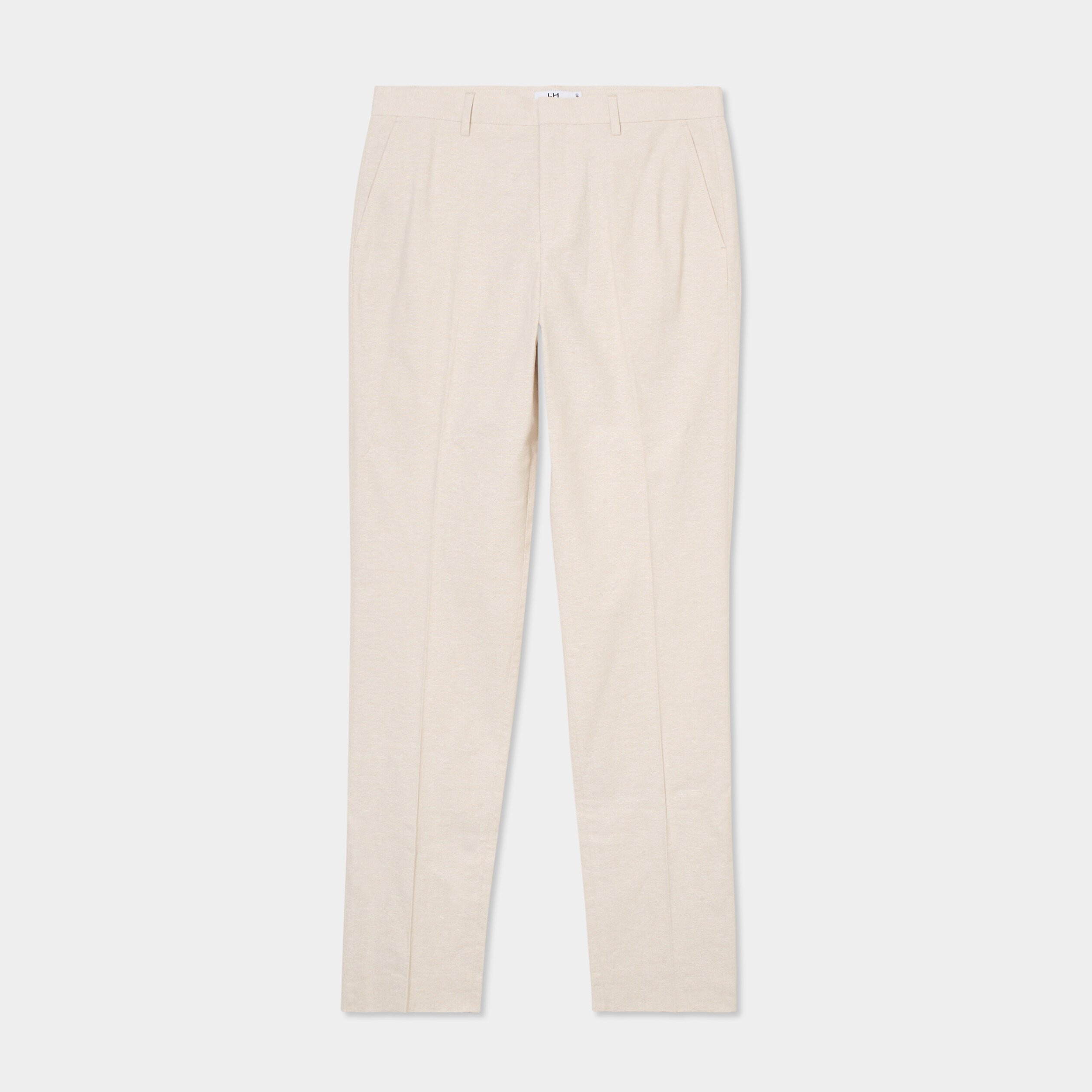 pantalon de costume chino lin melange gris clair homme Pantalon de costume chino lin mélangé gris clair homme