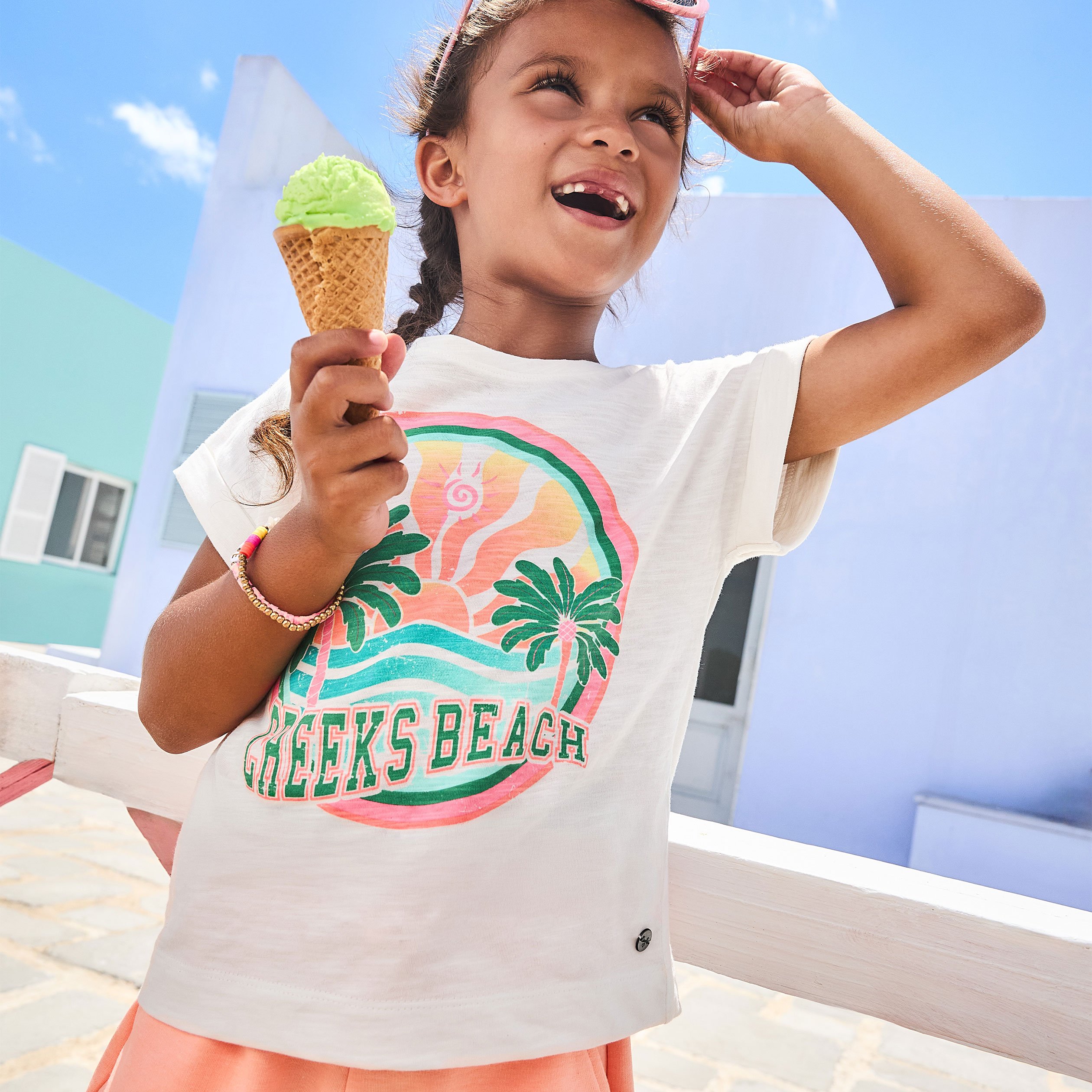 t shirt manches courtes coton blanc fille T-shirt manches courtes coton blanc fille