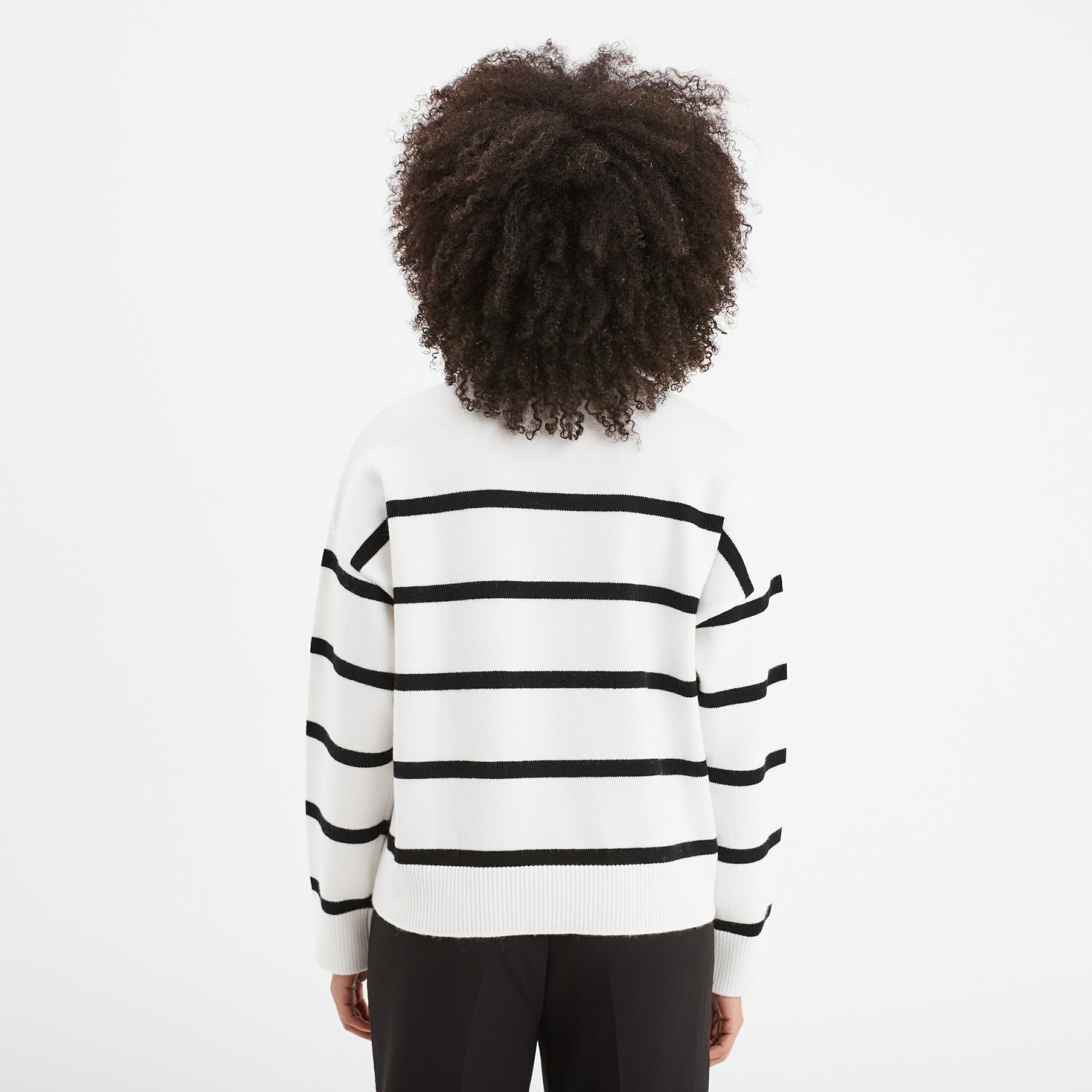 Pull col montant manches longues ecru femme
