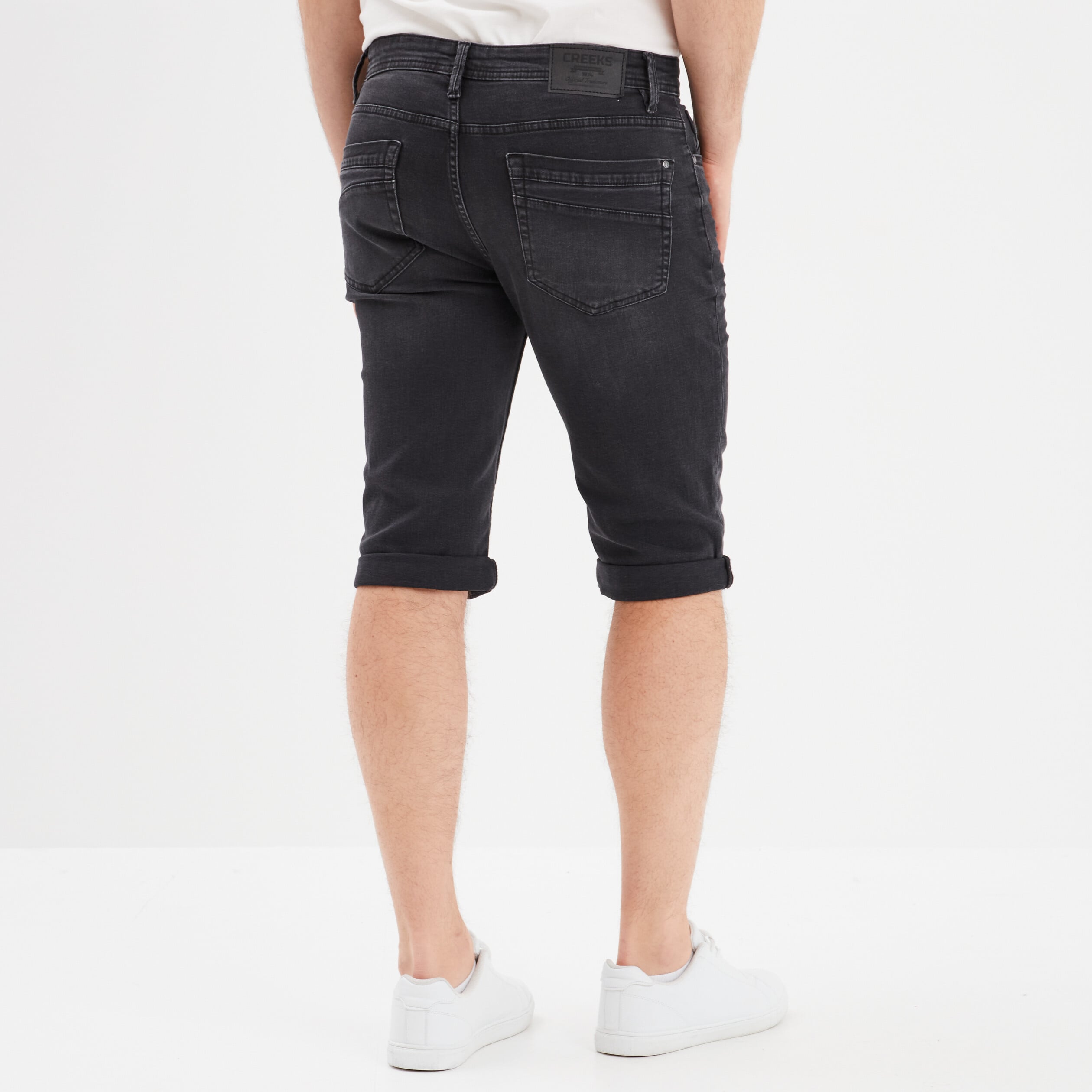 Bermuda short en jean regular denim noir homme