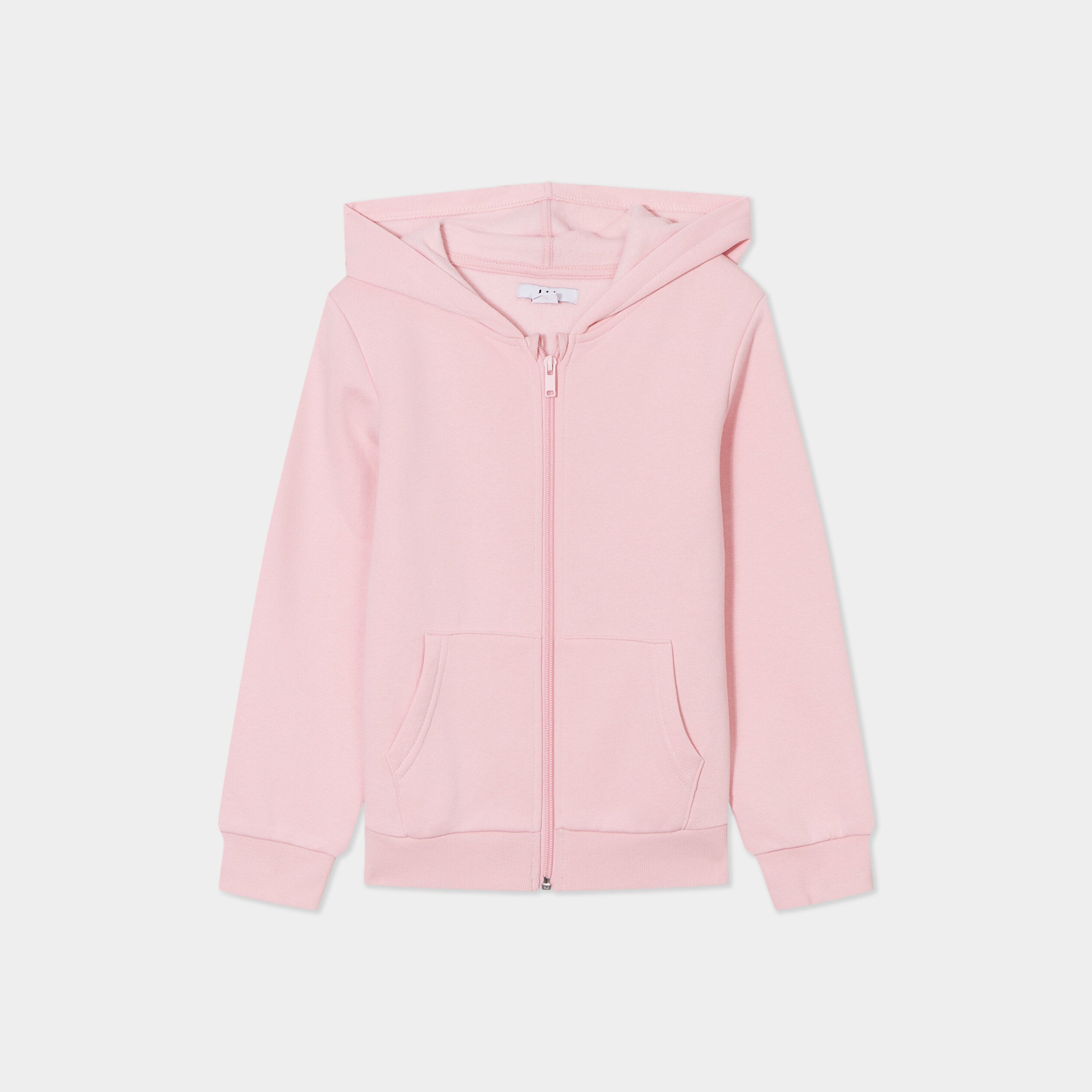 sweat a capuche zippe rose clair fille Sweat à capuche zippé rose clair fille