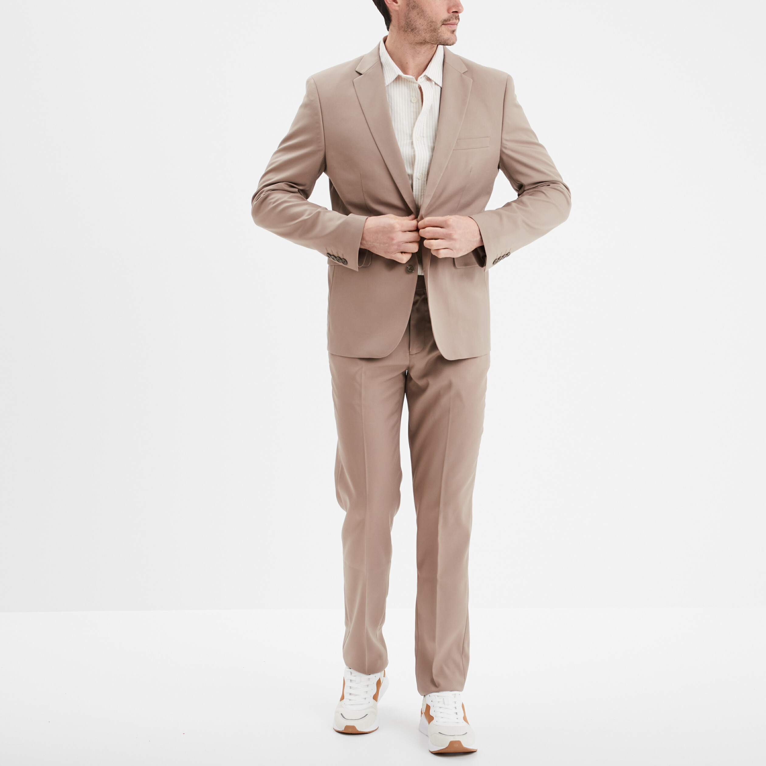 Veste de costume droite ajust&eacute;e taupe homme