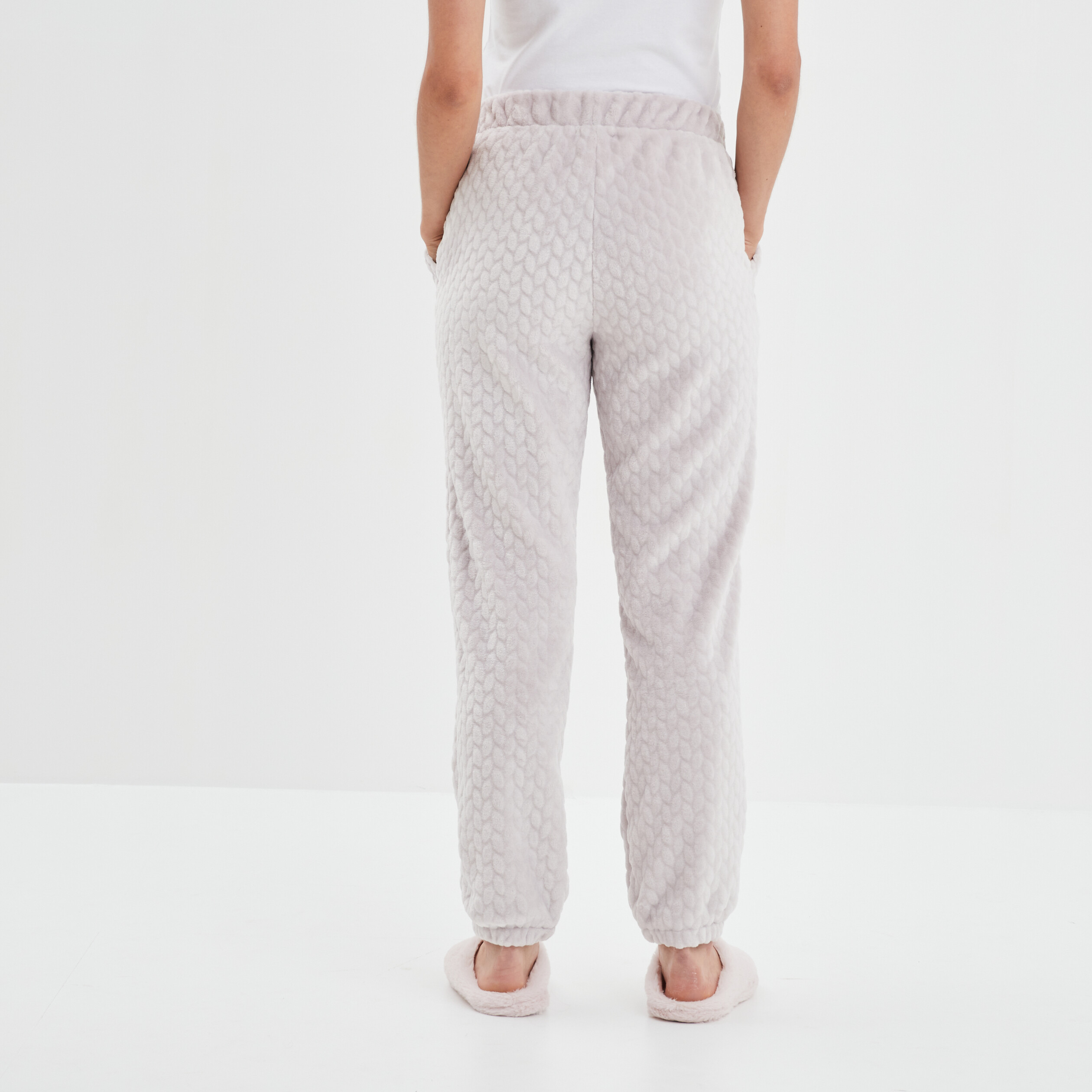 Pantalon de pyjama aspect matelassé rose pastel femme