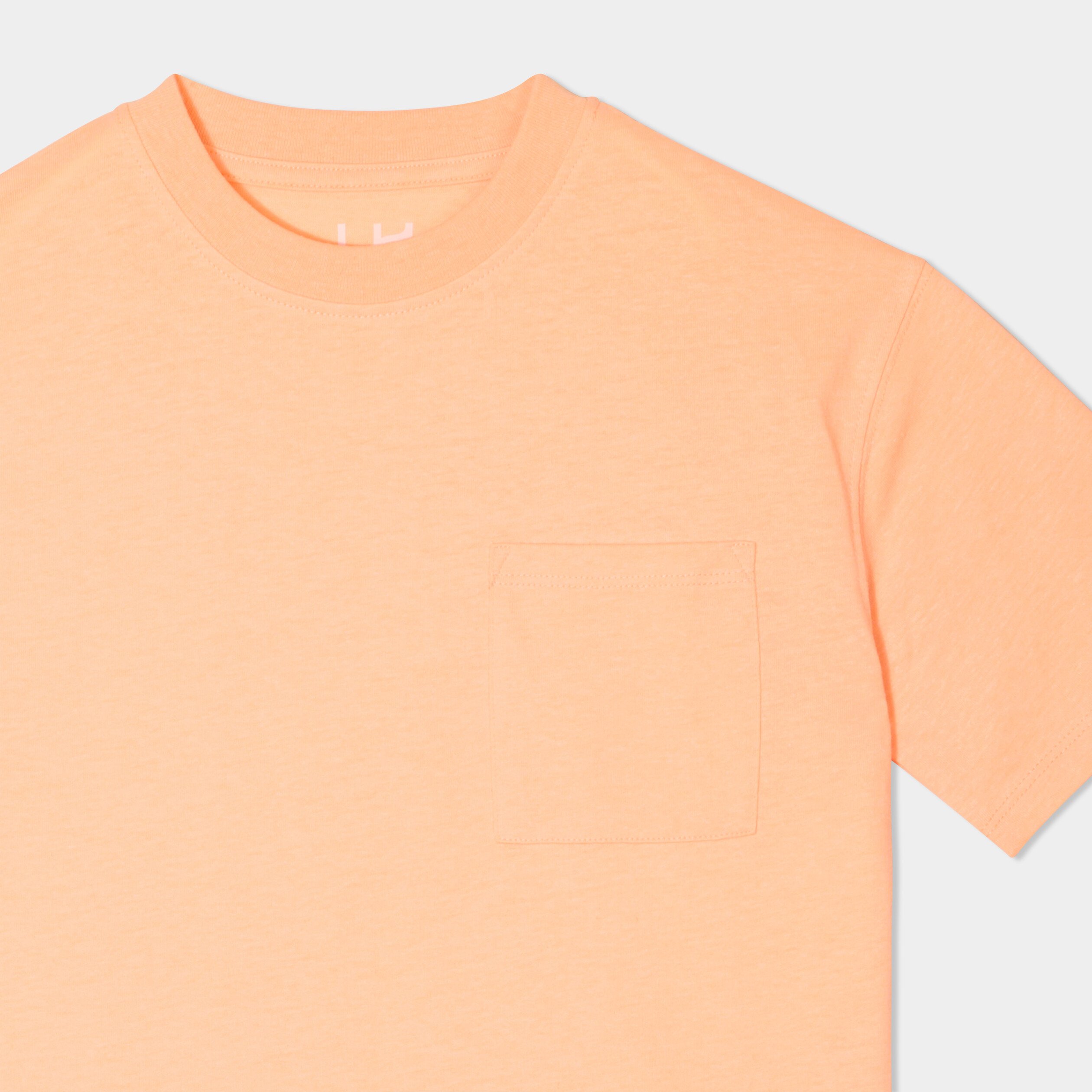 t shirt oversize 1 poche manches courtes orange fluo garcon T-shirt oversize 1 poche manches courtes orange fluo garçon