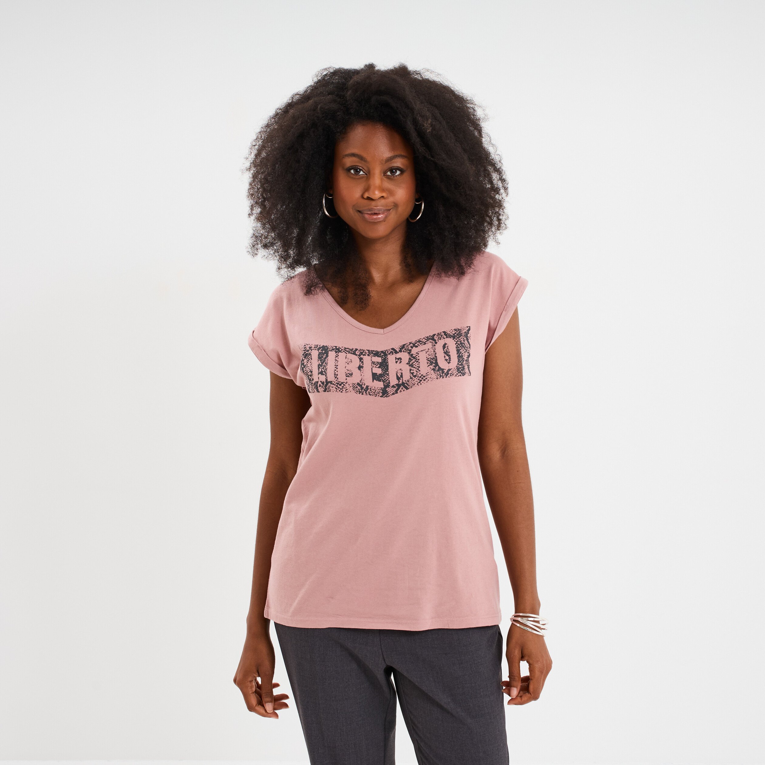 t shirt delave en coton liberto parme femme T-shirt délavé en coton Liberto parme femme