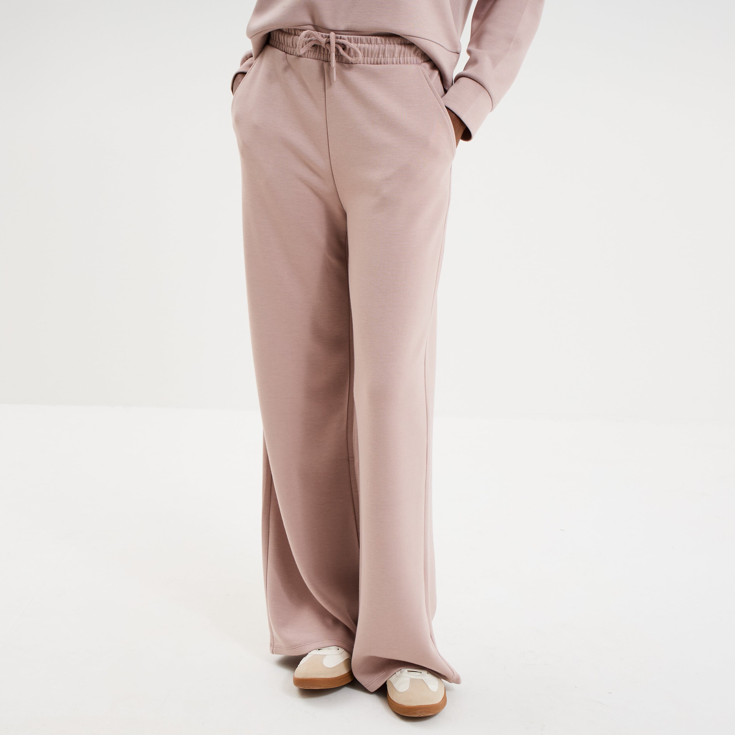 Pantalon de jogging large &eacute;lastiqu&eacute; marron clair femme