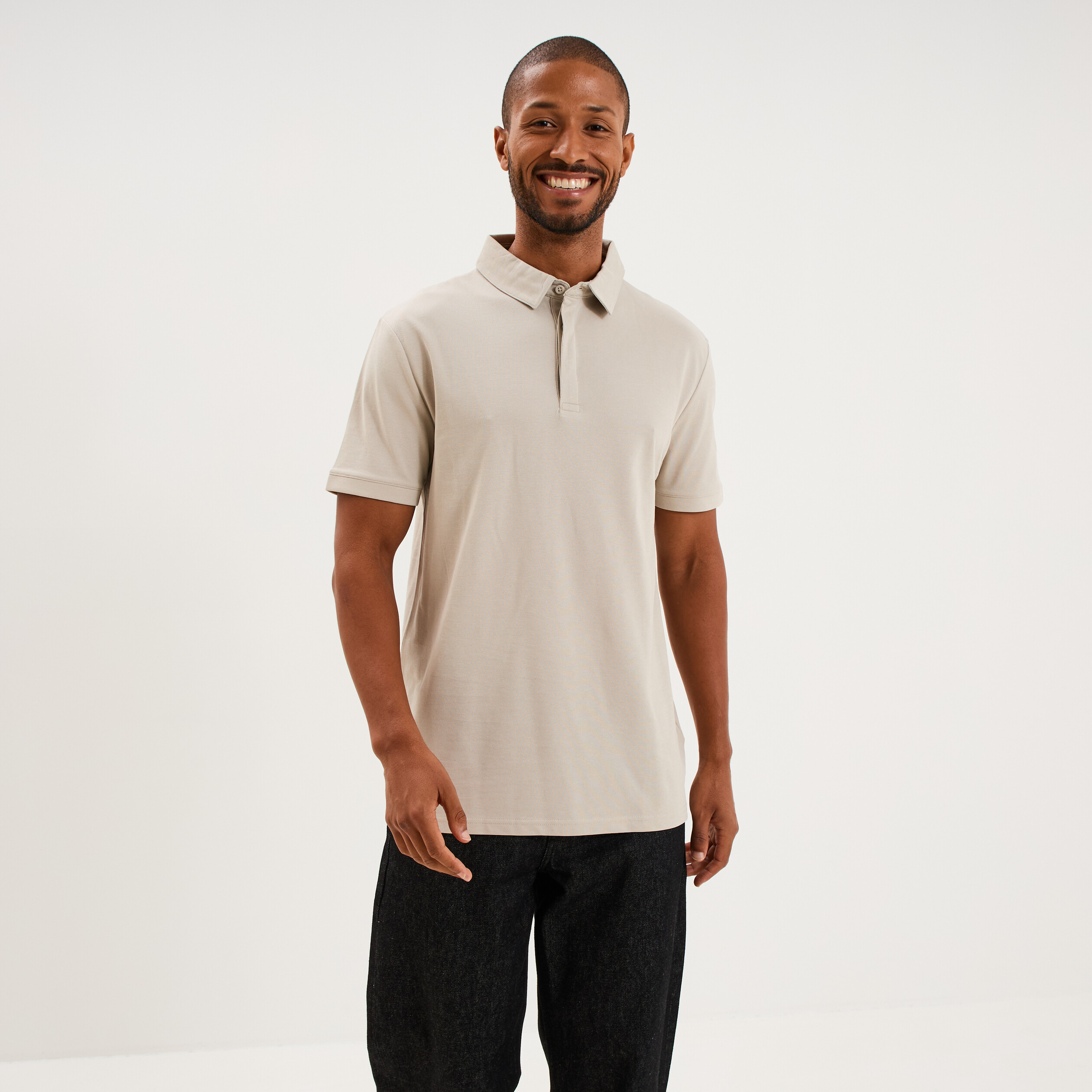 Polo manches courtes gris clair homme