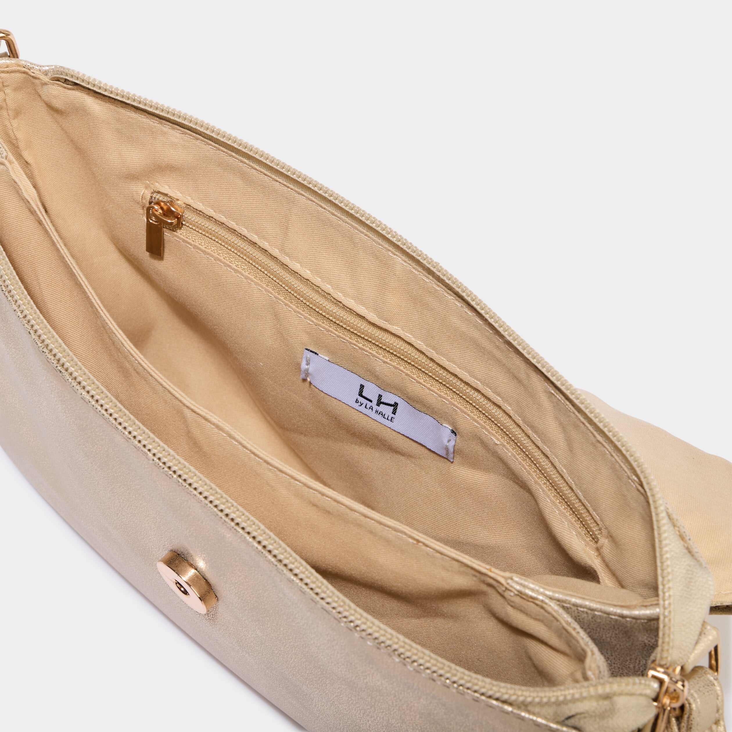 Sac pochette bandouli&egrave;re ajustable couleur or femme