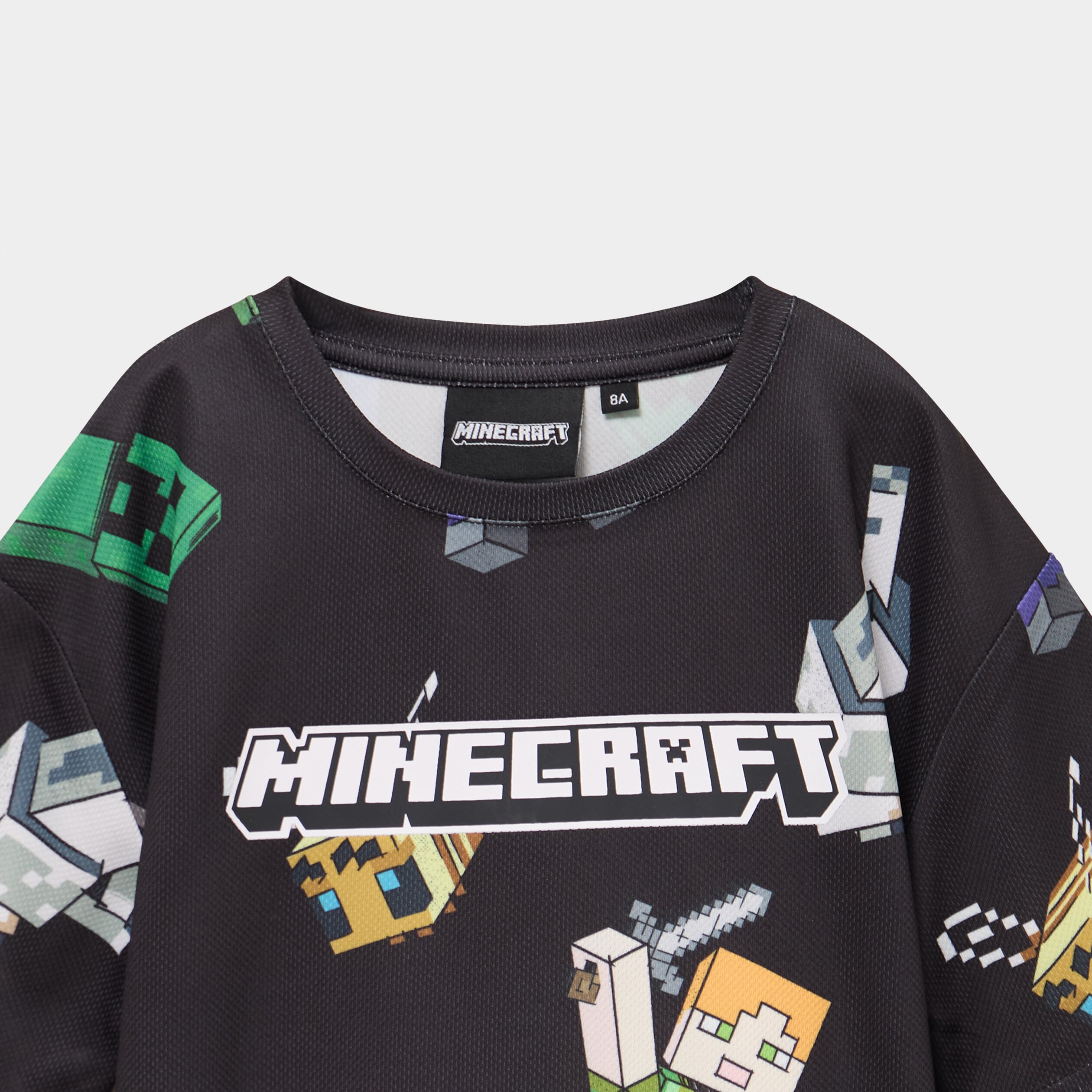 T-shirt manches courtes droit Minecraft noir gar&ccedil;on