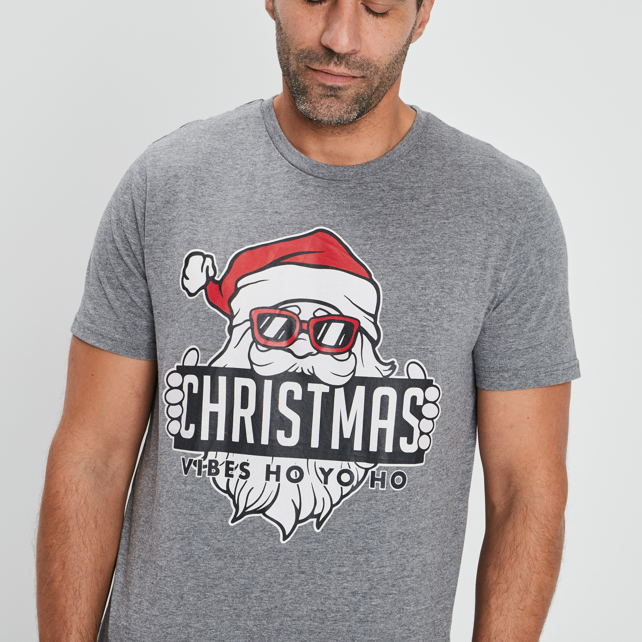 T-shirt de Noël manches courtes gris homme